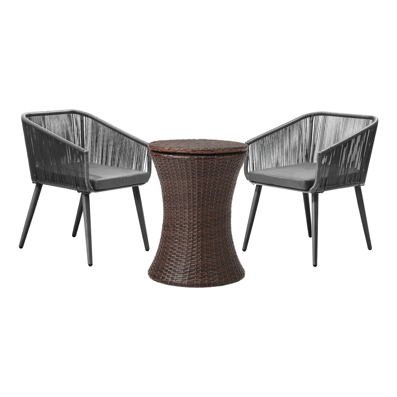 Livsip 3PCS Outdoor Furniture Lounge Setting Ice Bucket Brown Adjustable Table - Sunyee