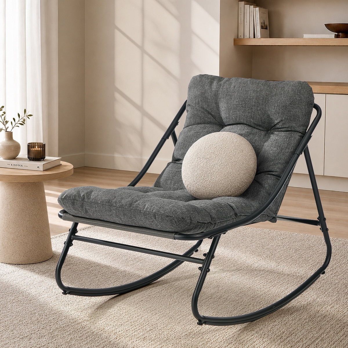 Livsip Outdoor Rocking Chair Garden Lounge Textilene Patio Furniture Grey