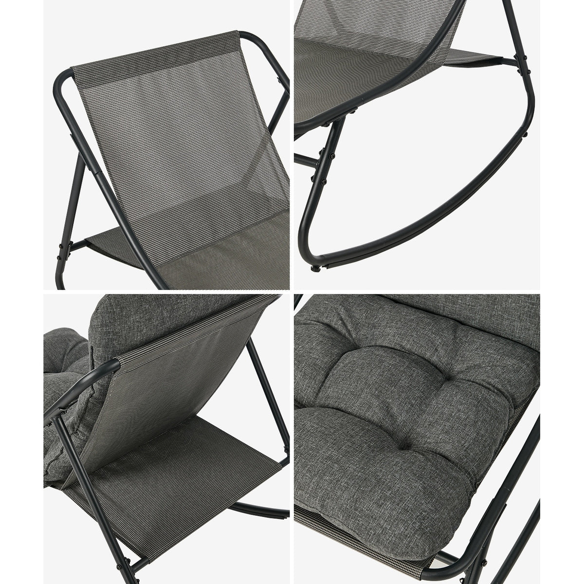 Livsip Outdoor Rocking Chair Garden Lounge Textilene Patio Furniture Grey