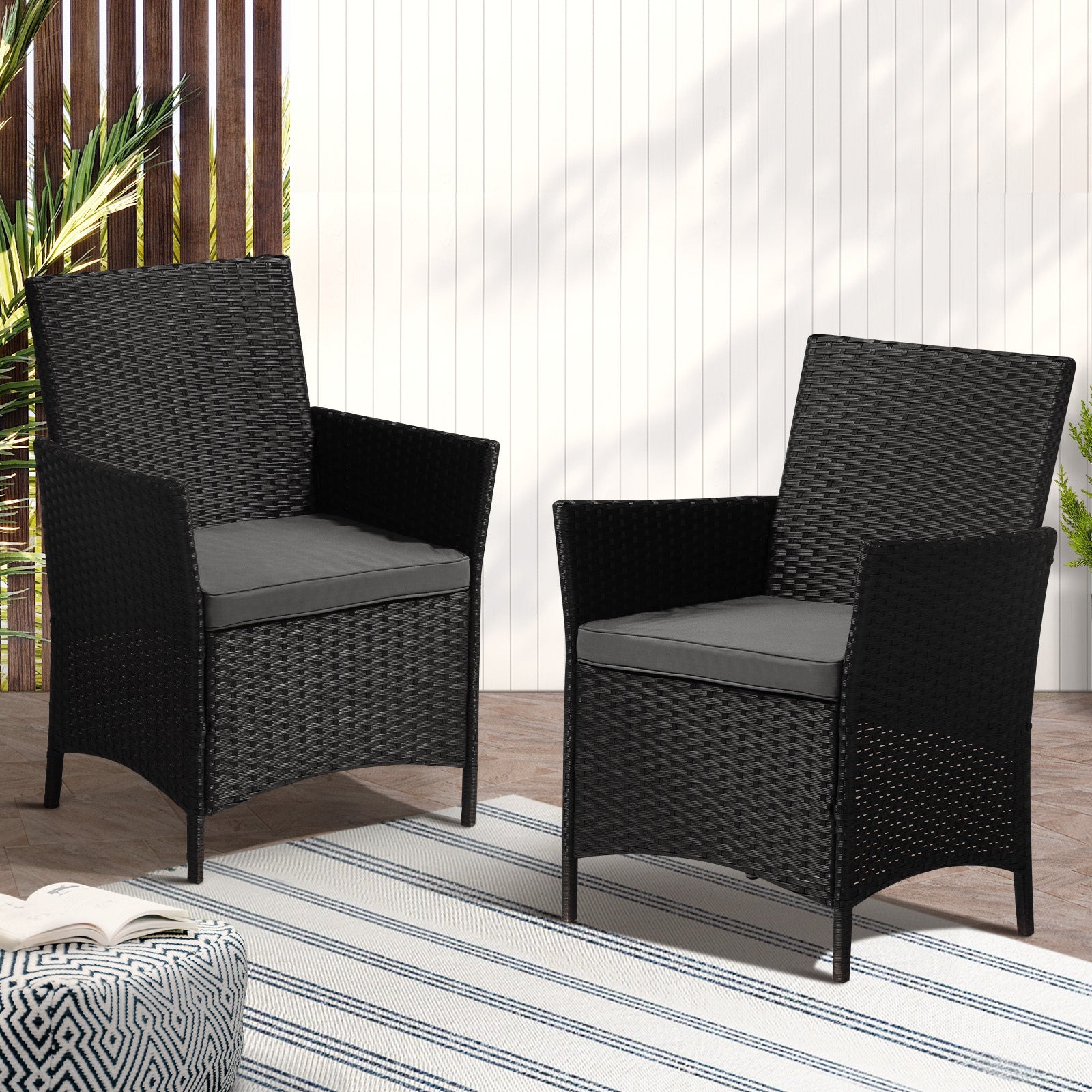 Livsip Outdoor Dining Chairs Rattan Outdoor Patio Chairs Furniture Set of 2 - Sunyee