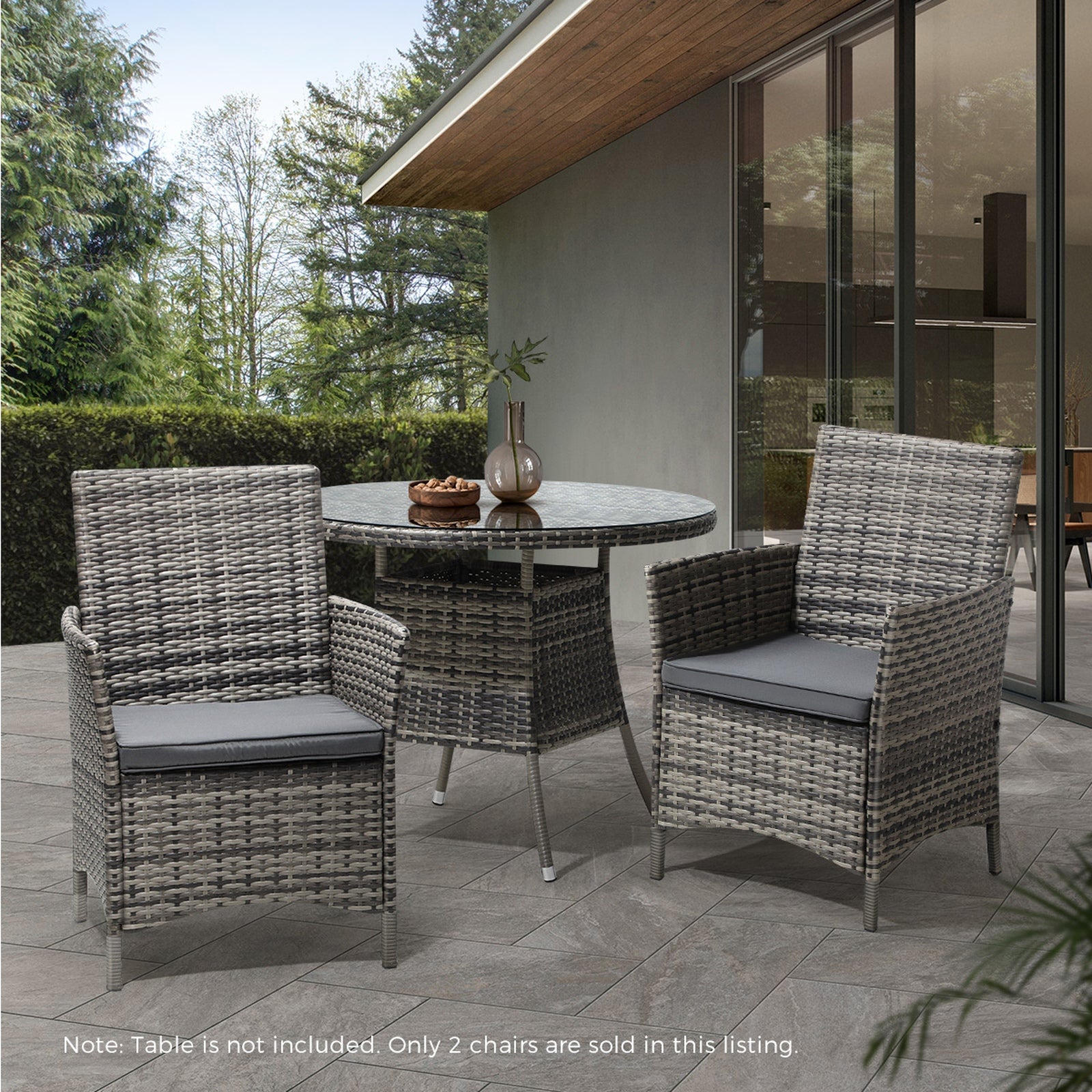 Livsip 2X Outdoor Dining Chairs Rattan Outdoor Patio Chairs Furniture Grey - Sunyee