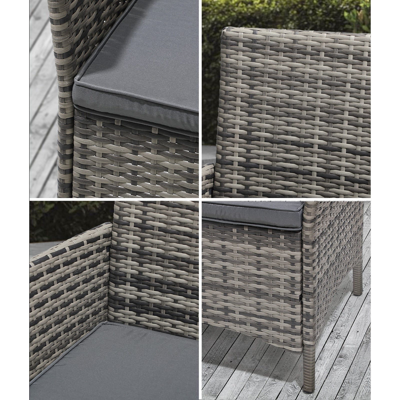 Livsip 2X Outdoor Dining Chairs Rattan Outdoor Patio Chairs Furniture Grey - Sunyee