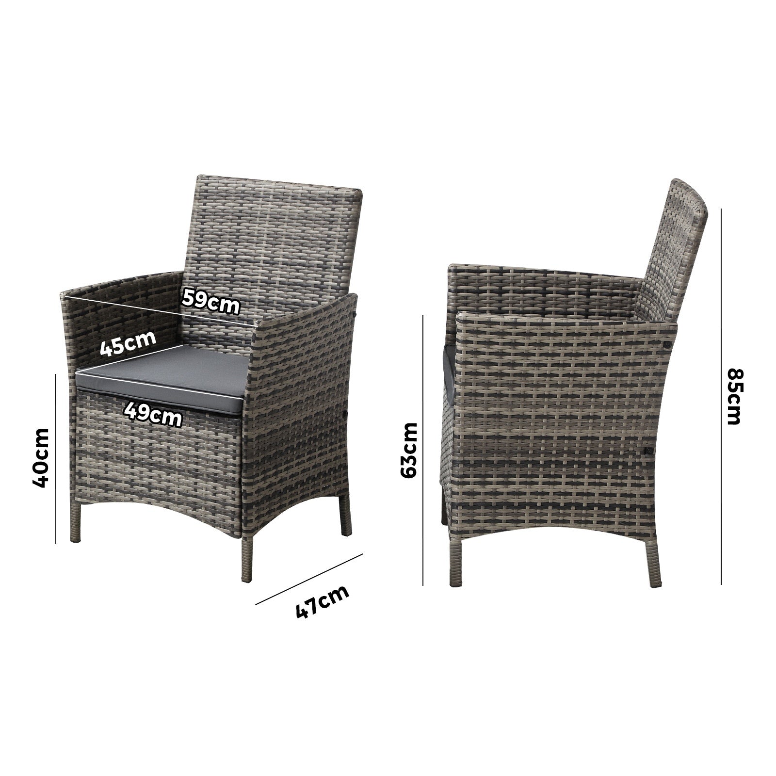 Livsip 2X Outdoor Dining Chairs Rattan Outdoor Patio Chairs Furniture Grey - Sunyee