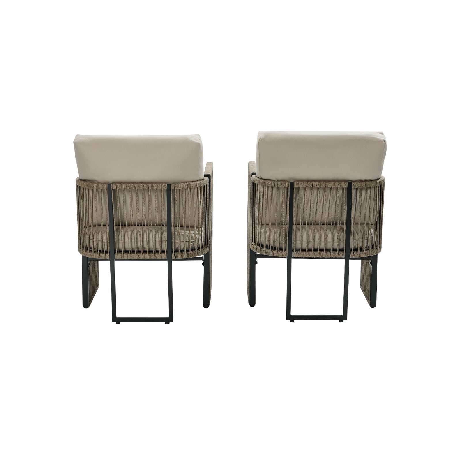 Livsip 2 Pieces Outdoor Patio Chair Bistro Lounge with Cushions Woven Rope