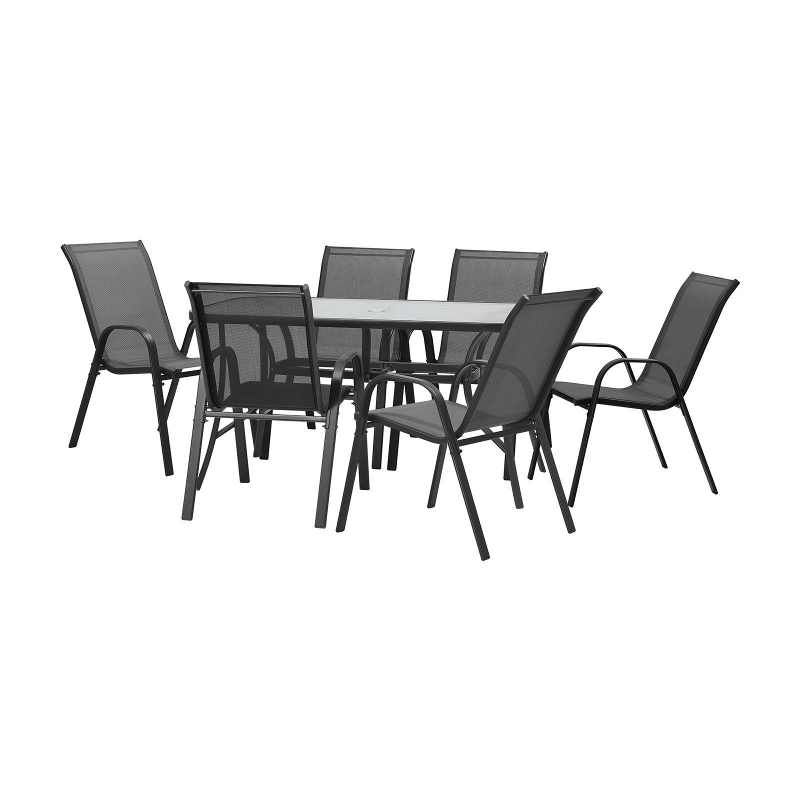 Livsip 7PCS Outdoor Dining Setting 140cm Table Patio Furniture Bistro Set Grey - Sunyee