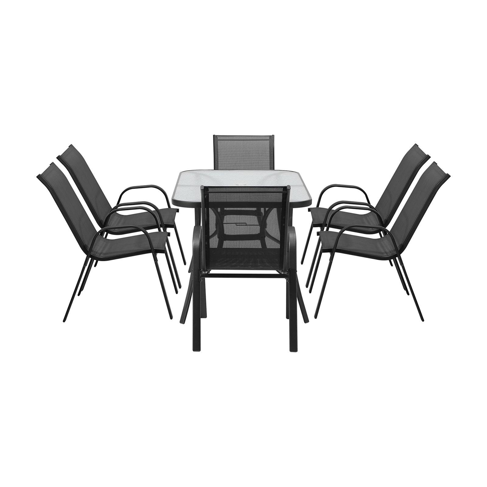 Livsip 7PCS Outdoor Dining Setting 140cm Table Patio Furniture Bistro Set Grey - Sunyee