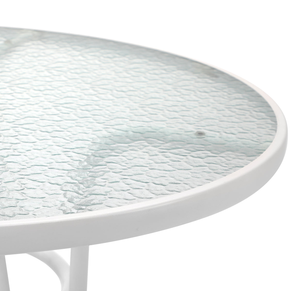 Livsip 90cm Outdoor Dining Glass Table Round Patio Furniture Bistro Set White - Sunyee