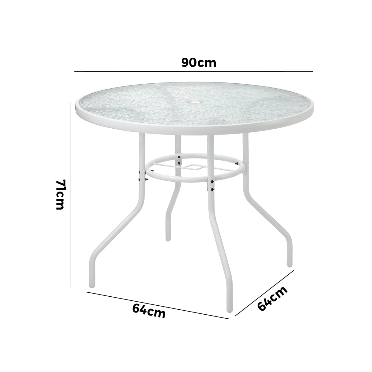 Livsip 90cm Outdoor Dining Glass Table Round Patio Furniture Bistro Set White - Sunyee