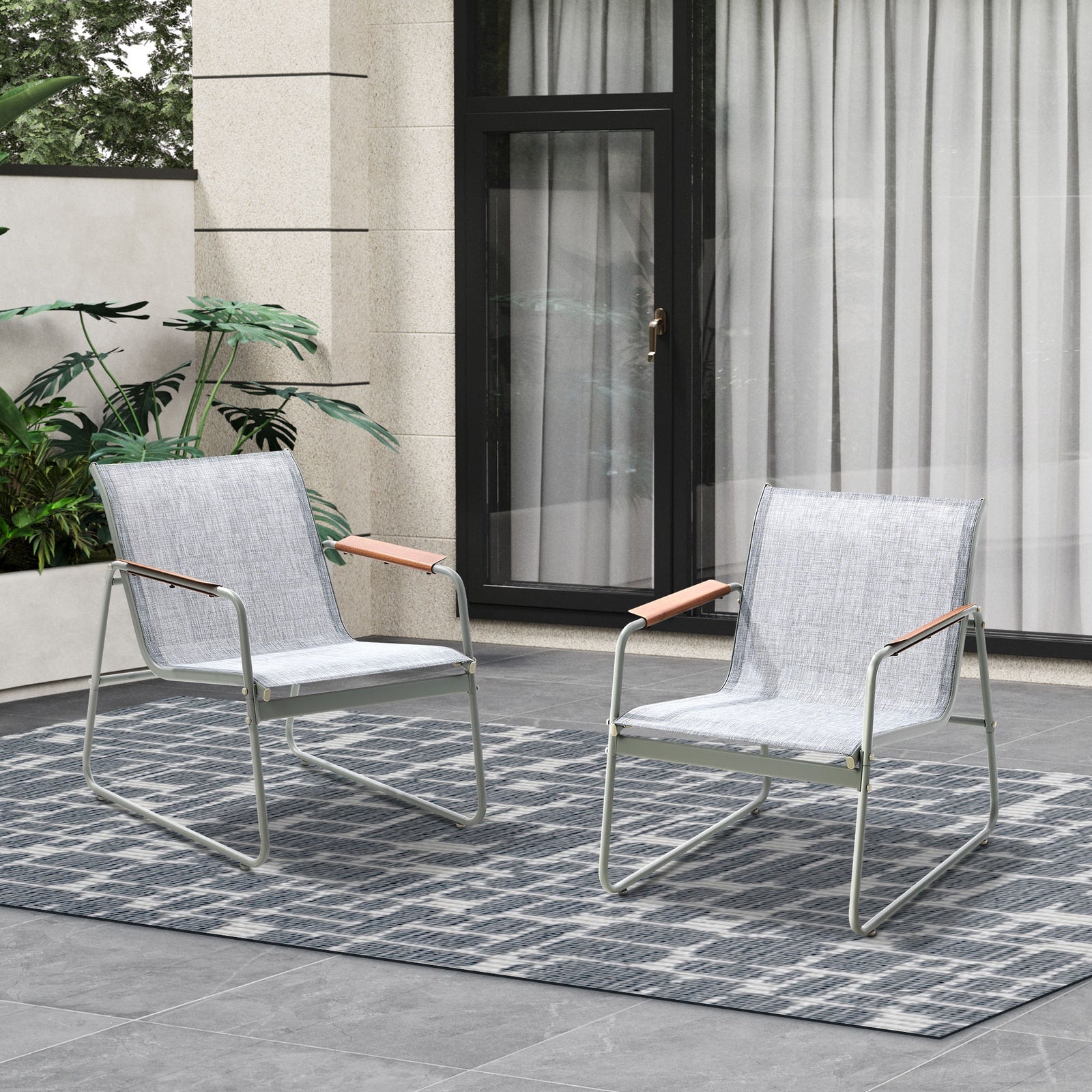 Livsip 2PCS Outdoor Armchair Patio Chairs Textilene Garden Furniture - Sunyee