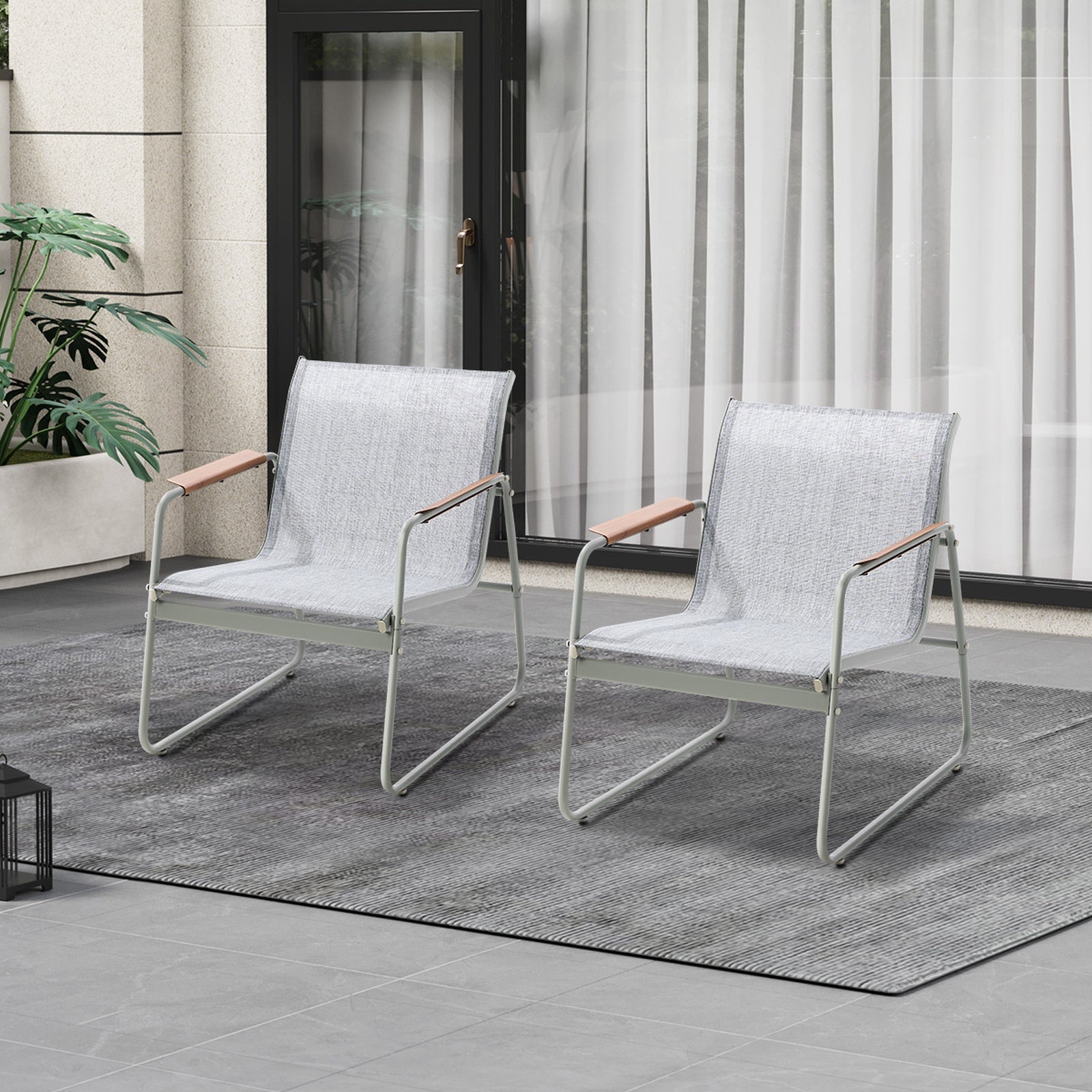 Livsip 2PCS Outdoor Armchair Patio Chairs Textilene Garden Furniture - Sunyee