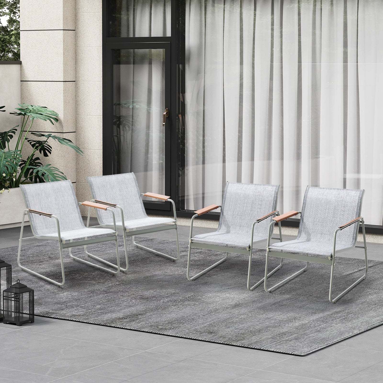 Livsip 4PCS Outdoor Armchair Patio Chairs Textilene Garden Furniture - Sunyee