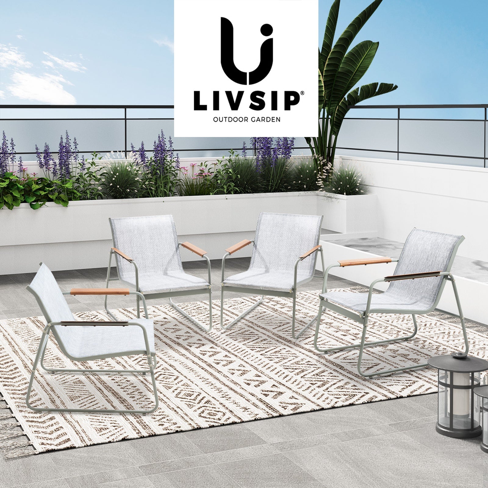 Livsip 4PCS Outdoor Armchair Patio Chairs Textilene Garden Furniture - Sunyee