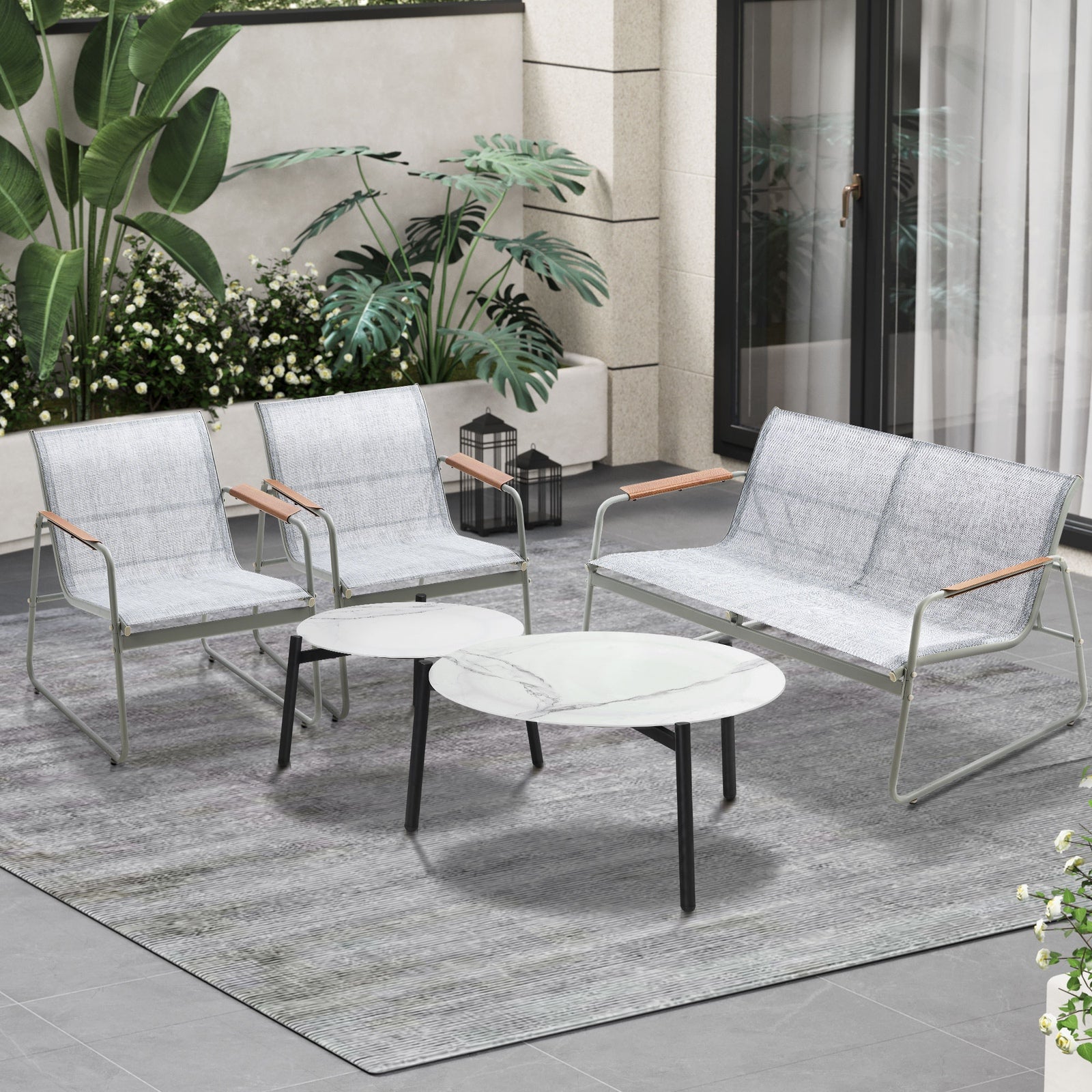 Livsip 4 Seater Outdoor Lounge Setting Furniture Patio Coffee Table Set Armchair - Sunyee
