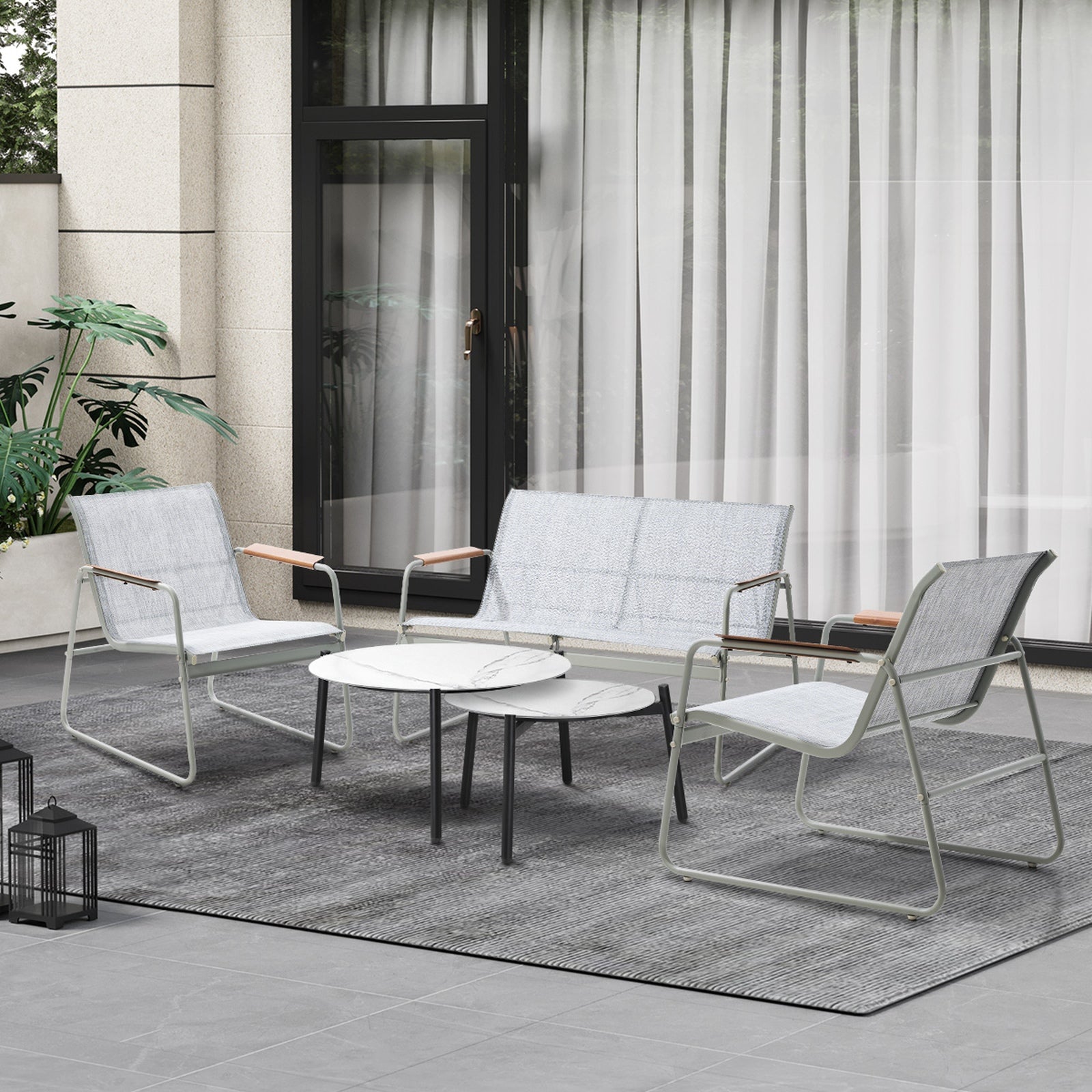 Livsip 4 Seater Outdoor Lounge Setting Furniture Patio Coffee Table Set Armchair - Sunyee