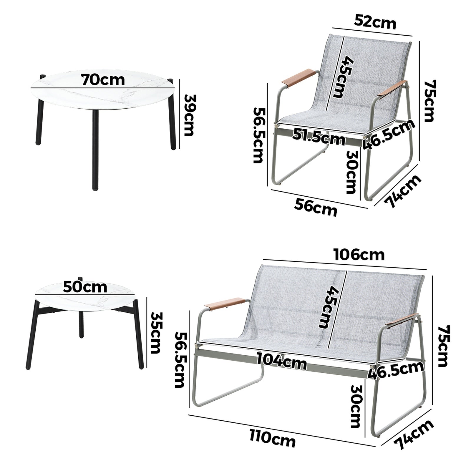 Livsip 4 Seater Outdoor Lounge Setting Furniture Patio Coffee Table Set Armchair - Sunyee