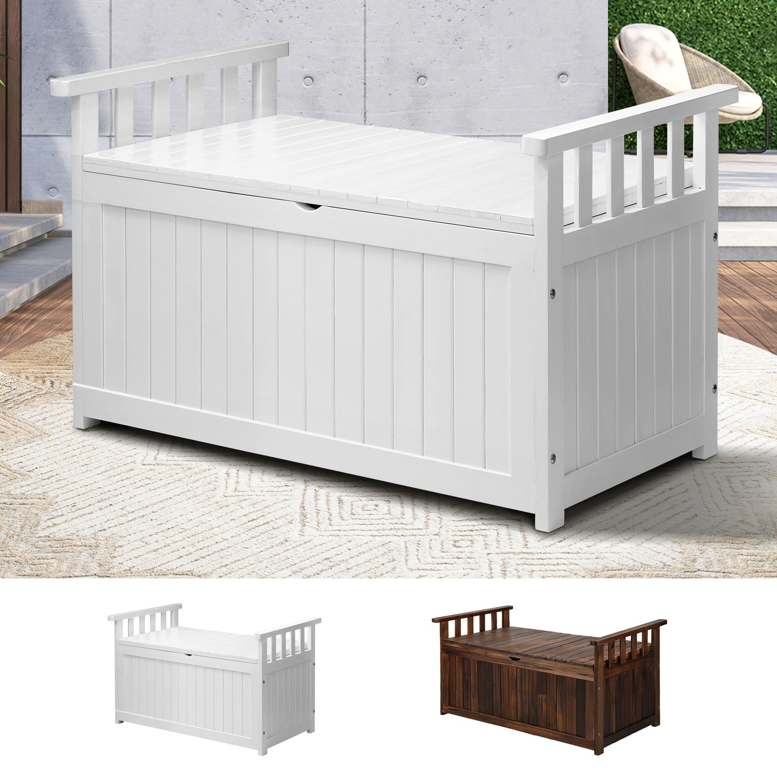 Livsip Outdoor Storage Box Garden Bench Seat Tool Container Sheds L - Sunyee