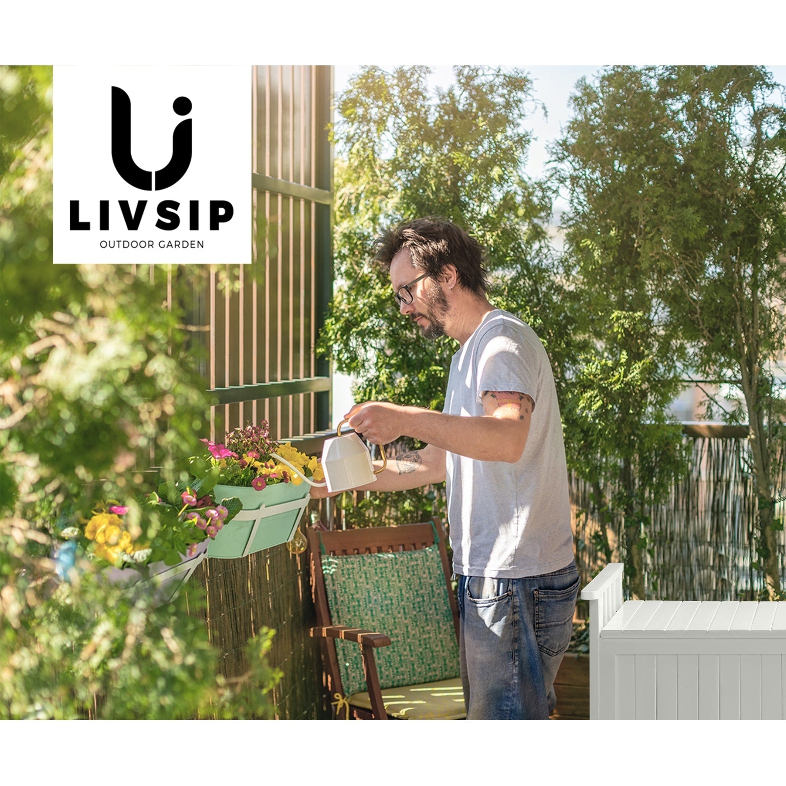 Livsip Outdoor Storage Box Garden Bench Seat Tool Container Sheds L - Sunyee
