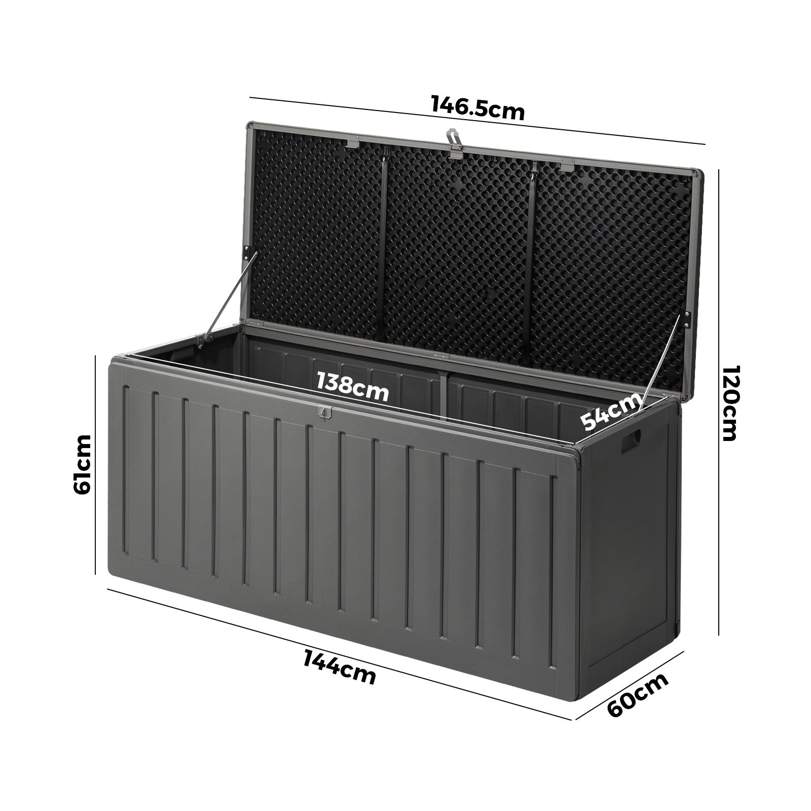 Livsip Outdoor Storage Box Bench 490L Cabinet Container Garden Deck Tool Grey - Sunyee