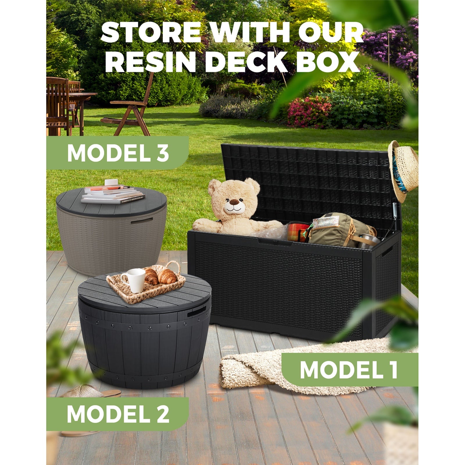 Livsip Outdoor Storage Box Garden Shed Cabinet Garden Bench Toys Tool Storage - Sunyee