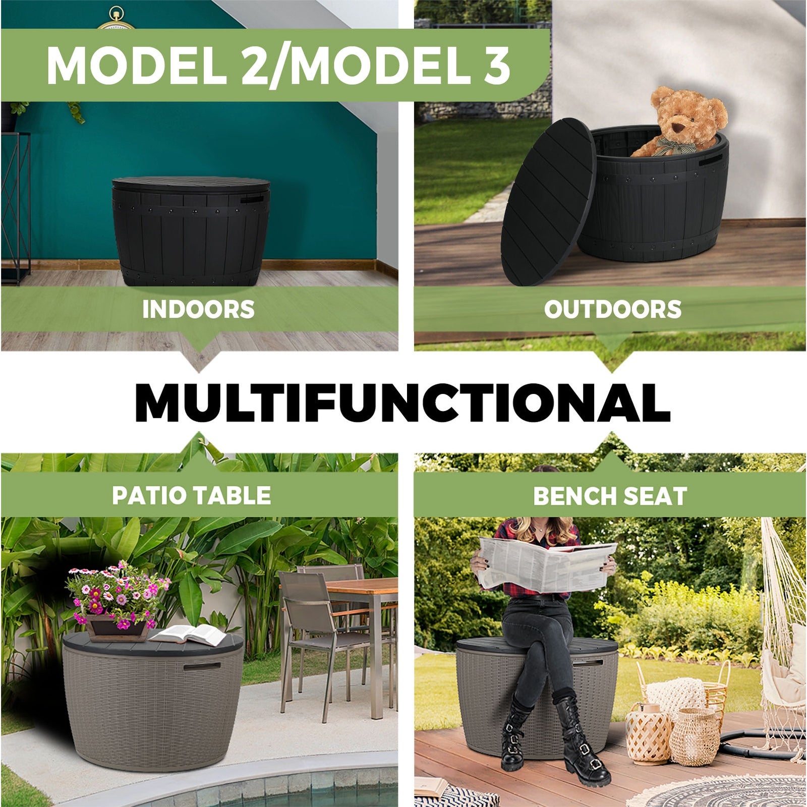 Livsip Outdoor Storage Box Garden Shed Cabinet Garden Bench Toys Tool Storage - Sunyee