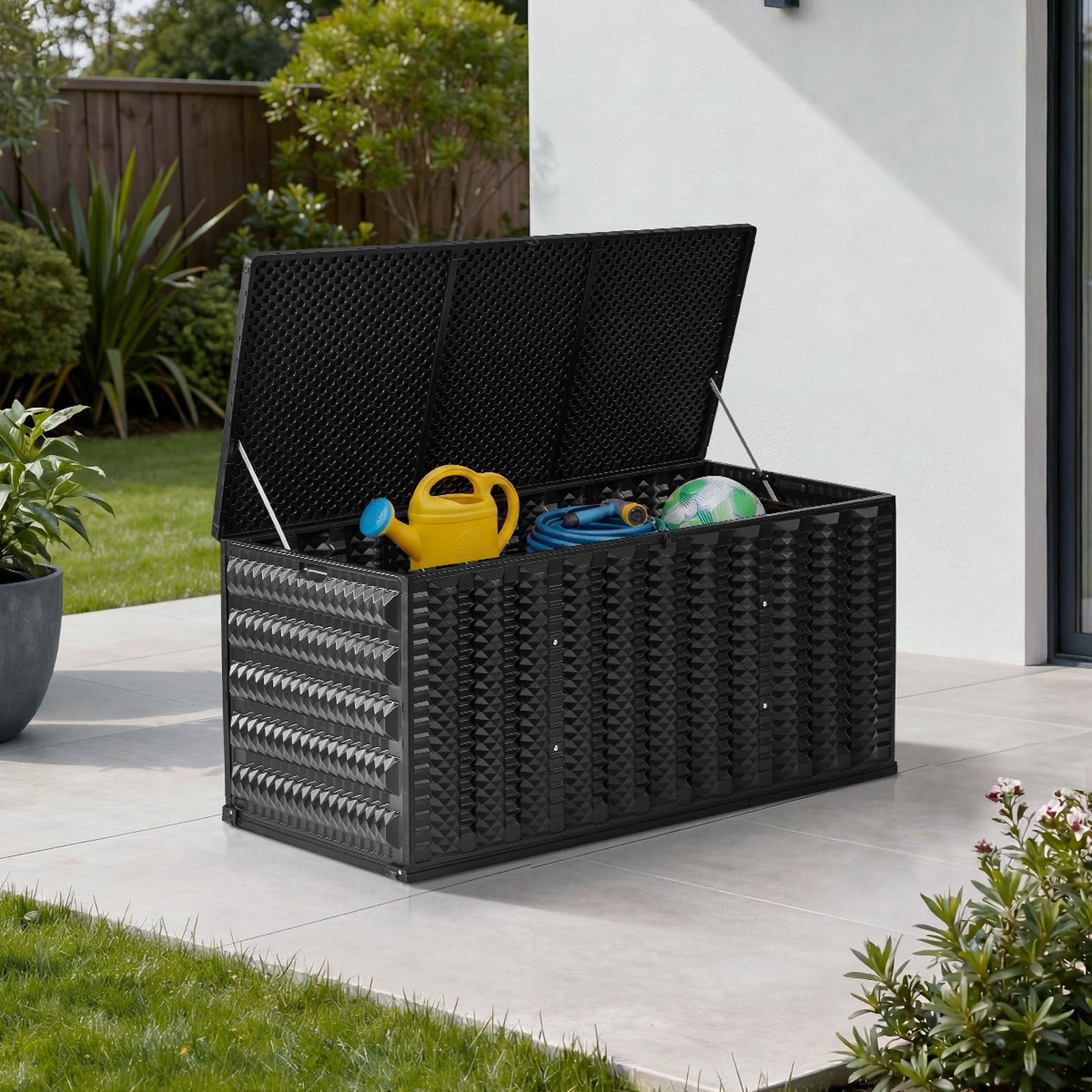 Livsip Outdoor Storage Box 490L Foldable Container Garden Bench Tool Sheds Black