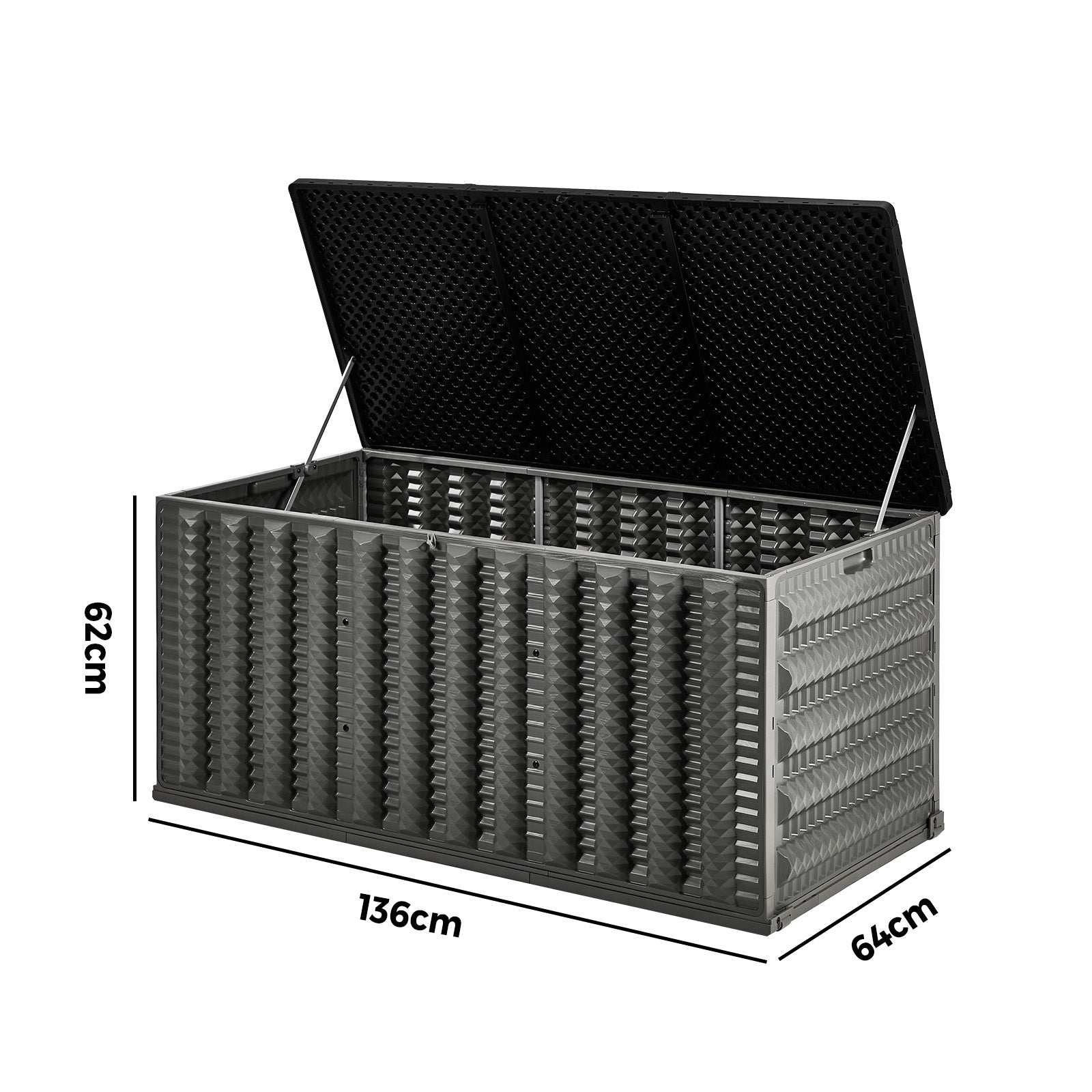 Livsip Outdoor Storage Box 490L Foldable Container Garden Bench Tool Sheds Grey