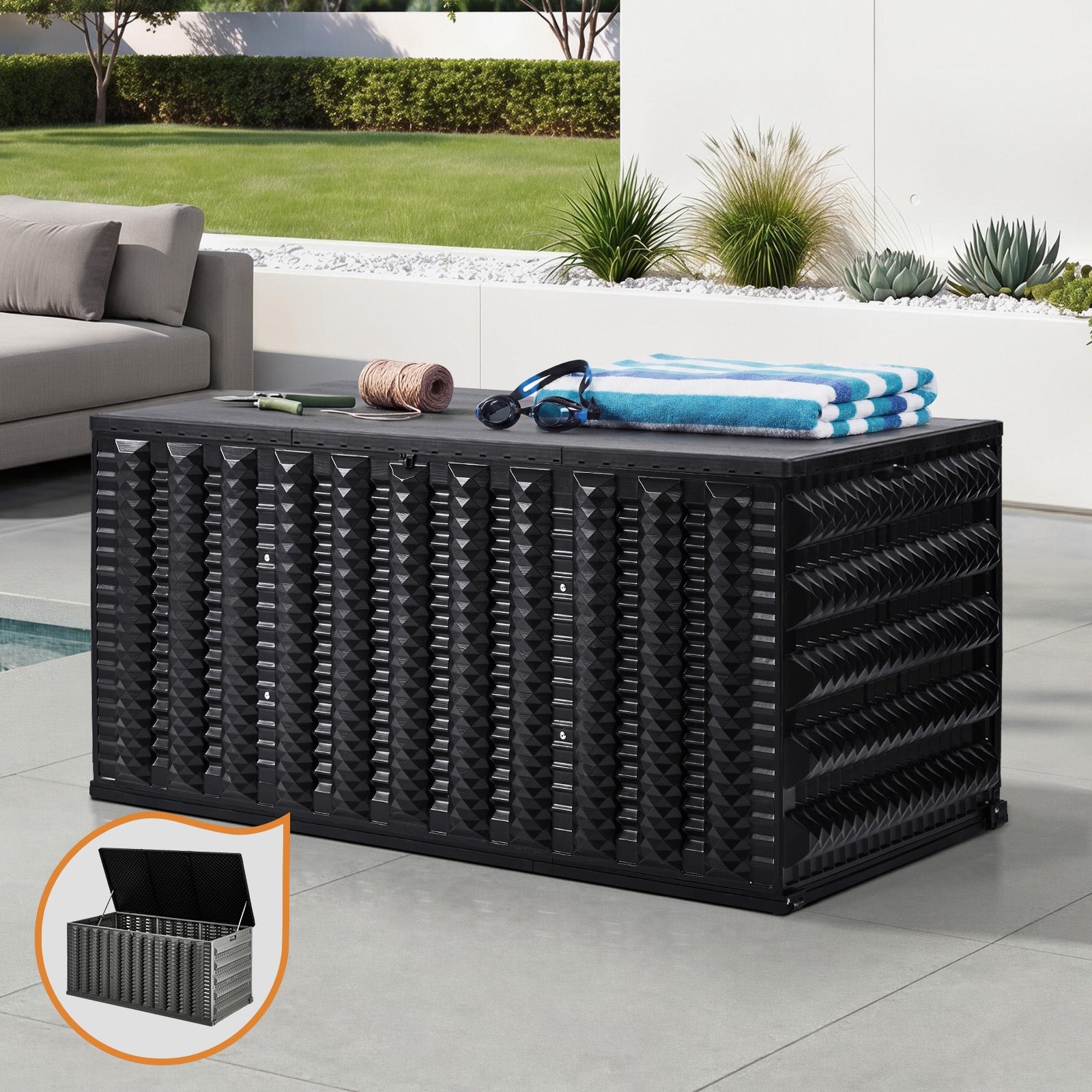 Livsip Outdoor Storage Box 490L Foldable Container Garden Bench Tool Sheds