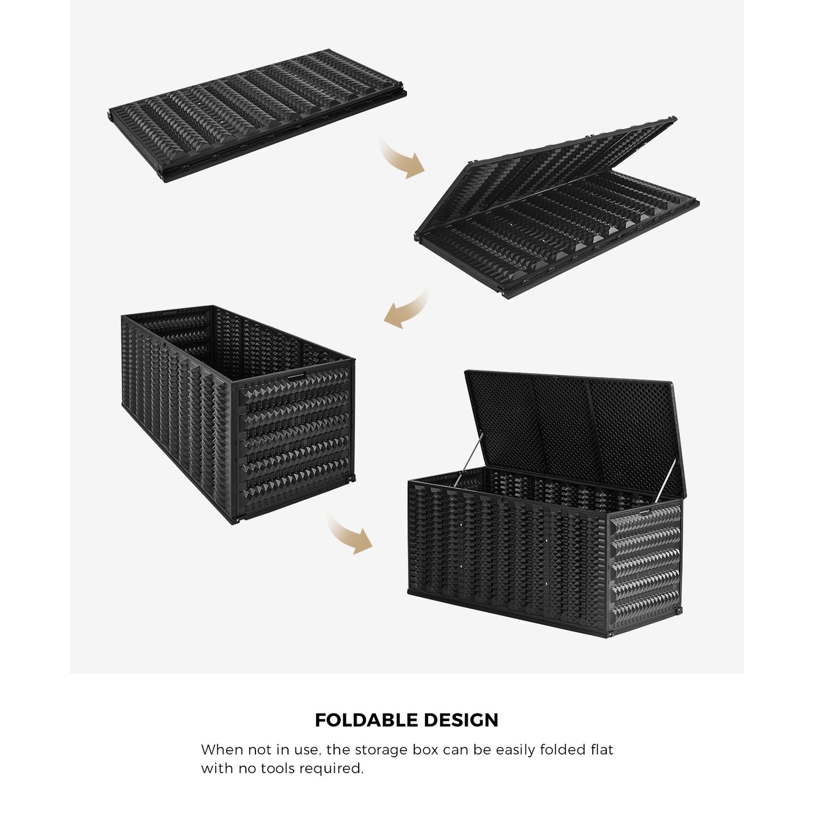 Livsip Outdoor Storage Box 680L Foldable Container Garden Bench Tool Chest Black