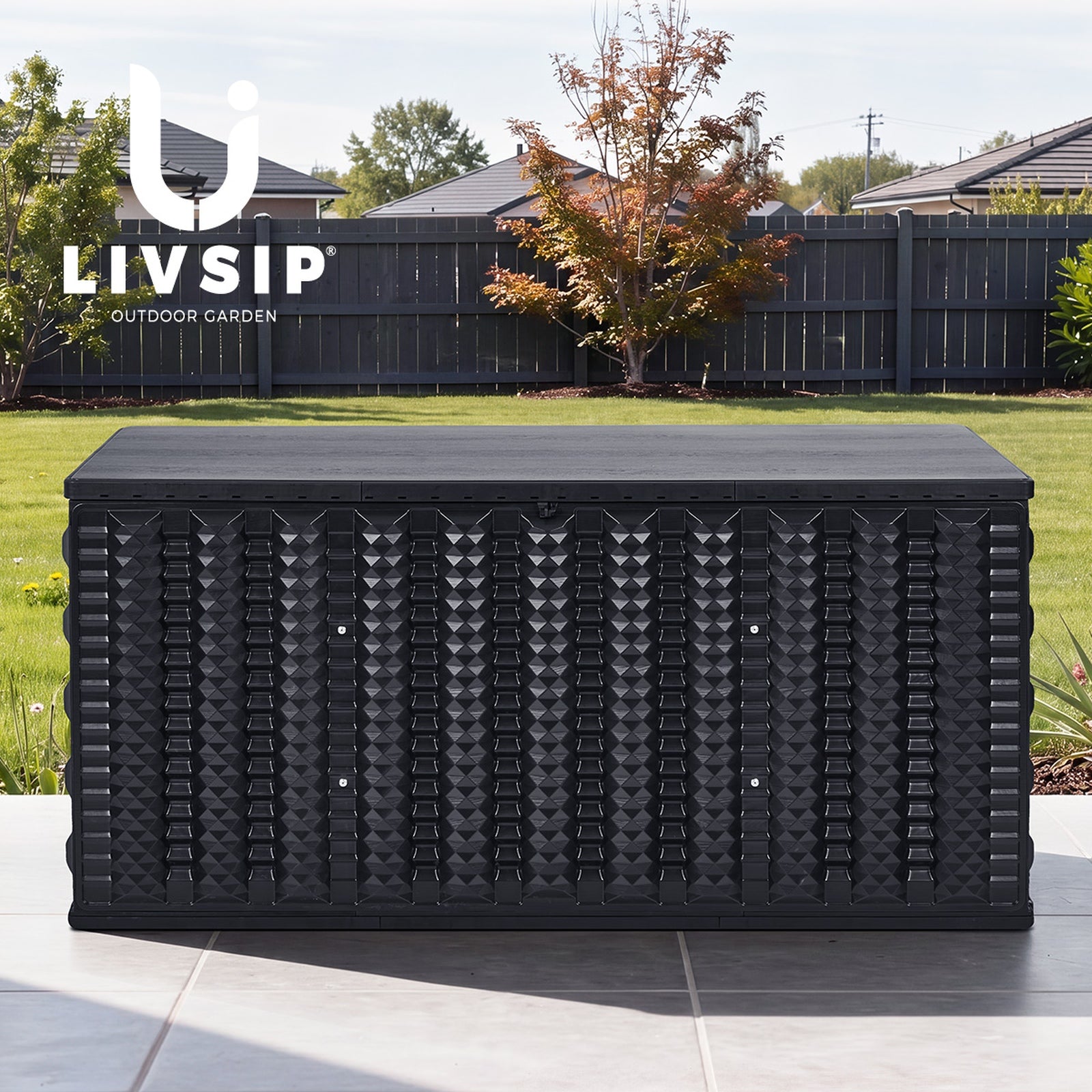 Livsip Outdoor Storage Box 680L Foldable Container Garden Bench Tool Chest Black