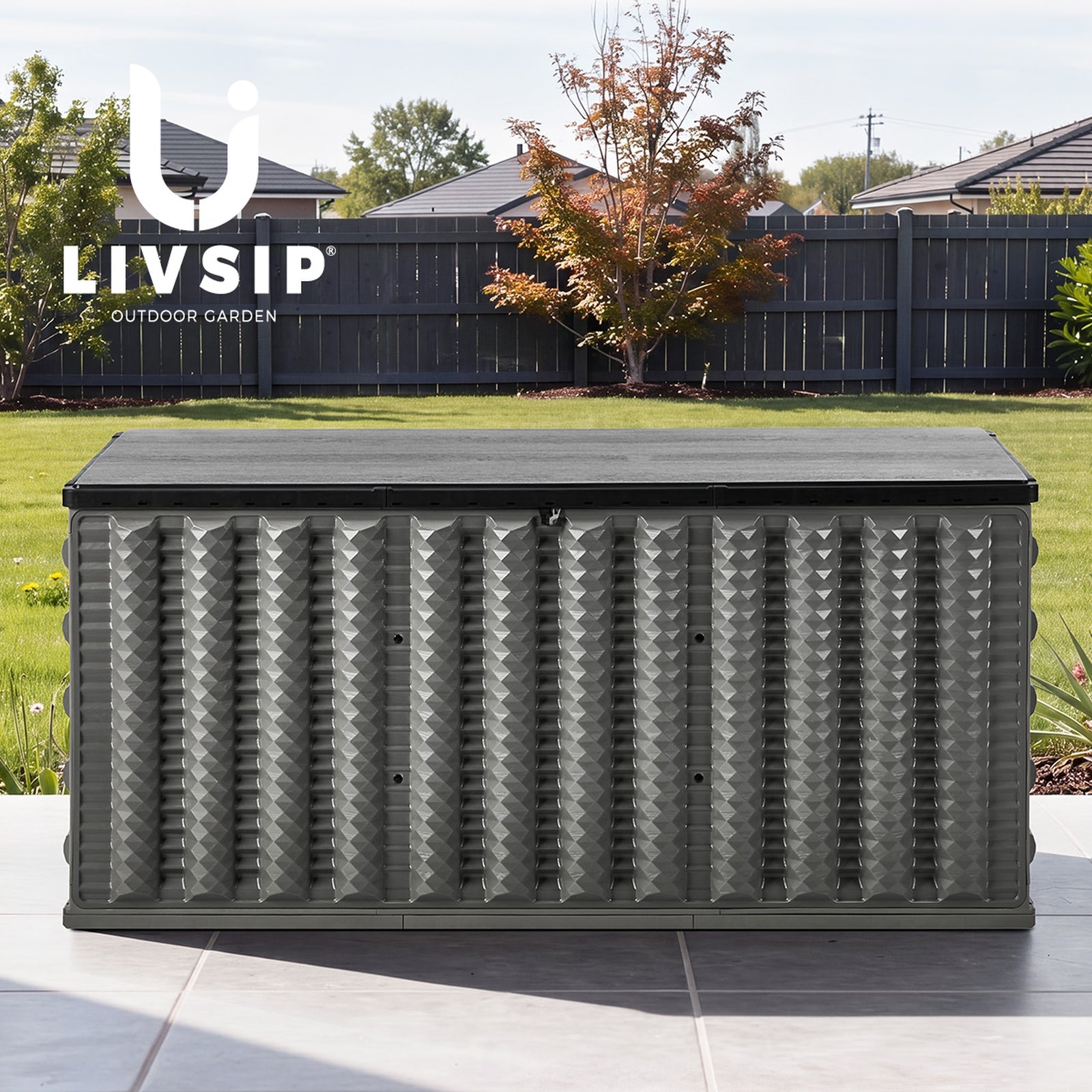 Livsip Outdoor Storage Box 680L Foldable Container Garden Bench Tool Chest Grey