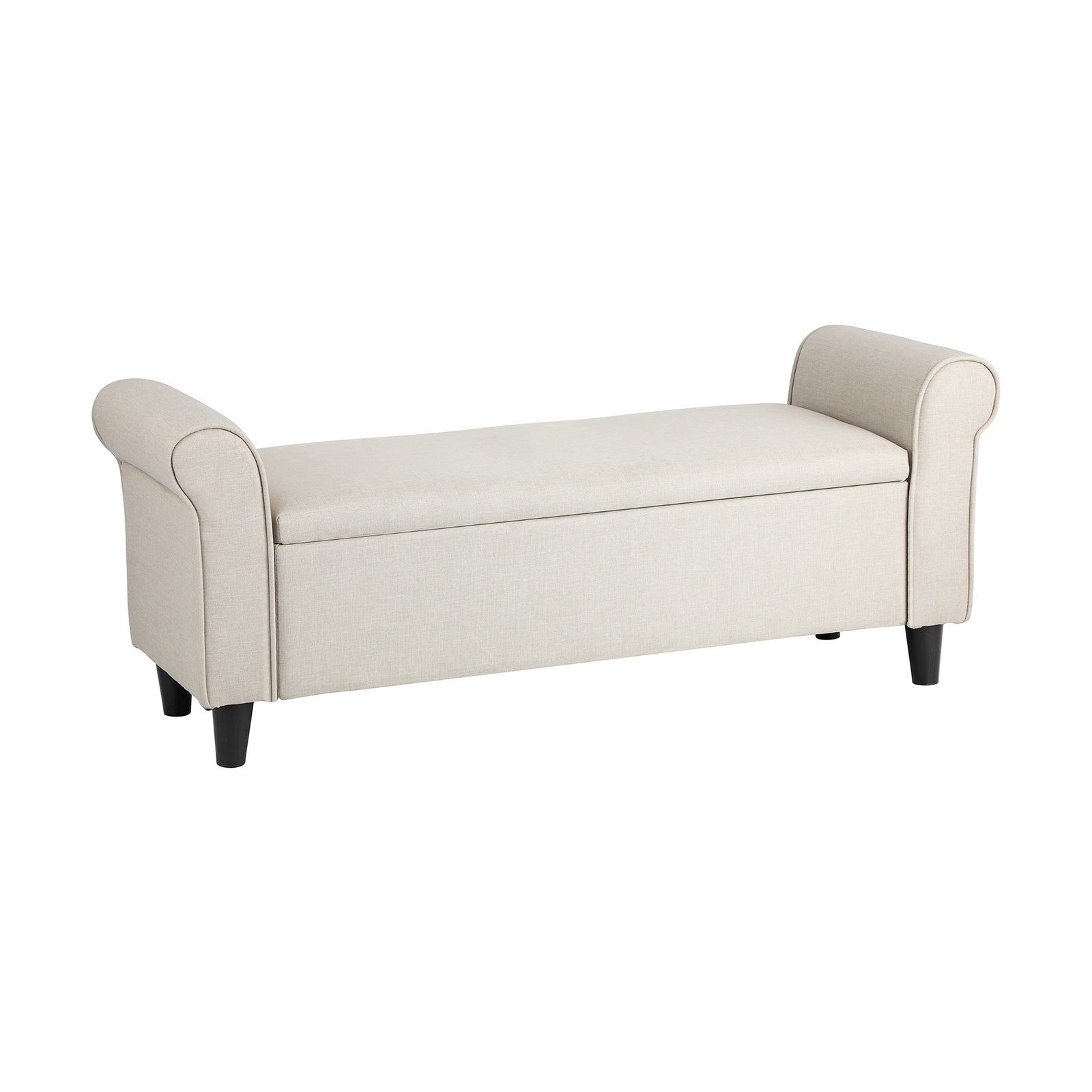 Oikiture Storage Ottoman Blanket Box Linen Fabric Arm Foot Stool Couch Bench - Sunyee