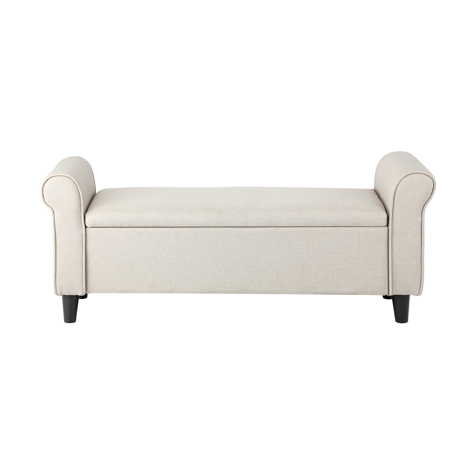 Oikiture Storage Ottoman Blanket Box Linen Fabric Arm Foot Stool Couch Bench - Sunyee