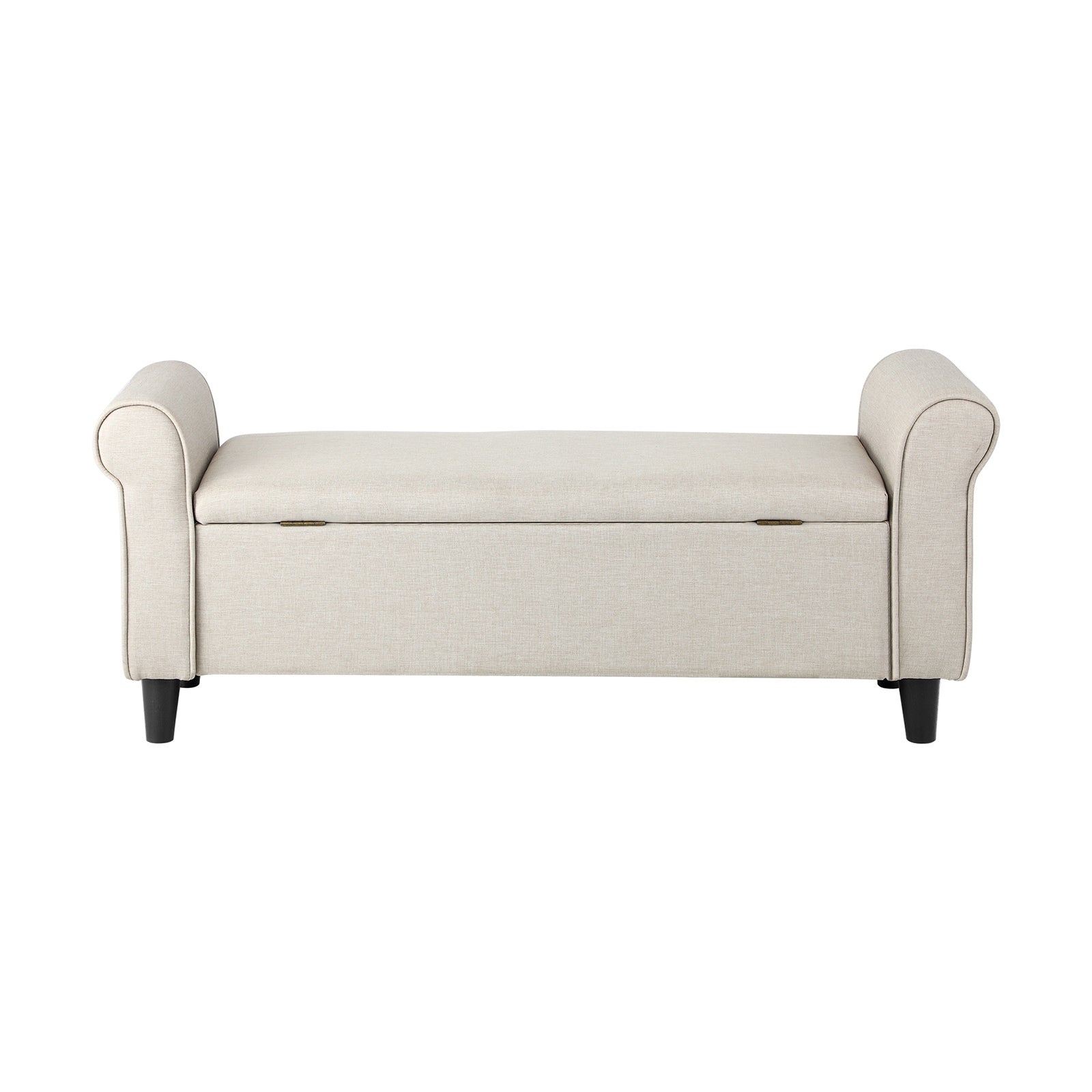 Oikiture Storage Ottoman Blanket Box Linen Fabric Arm Foot Stool Couch Bench - Sunyee