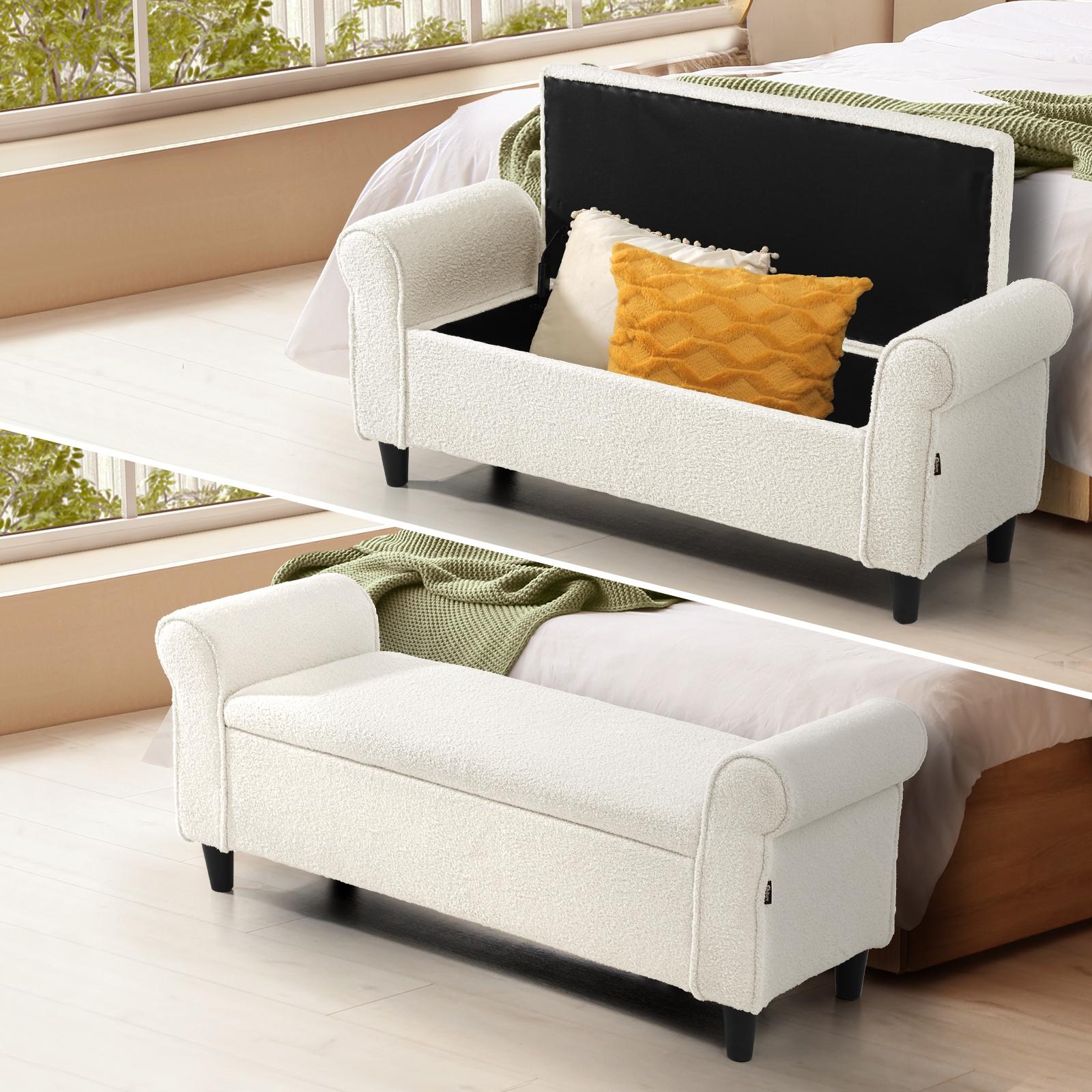 Oikiture Storage Ottoman Blanket Box Sherpa Fabric Toy Foot Stool L/XL - Sunyee