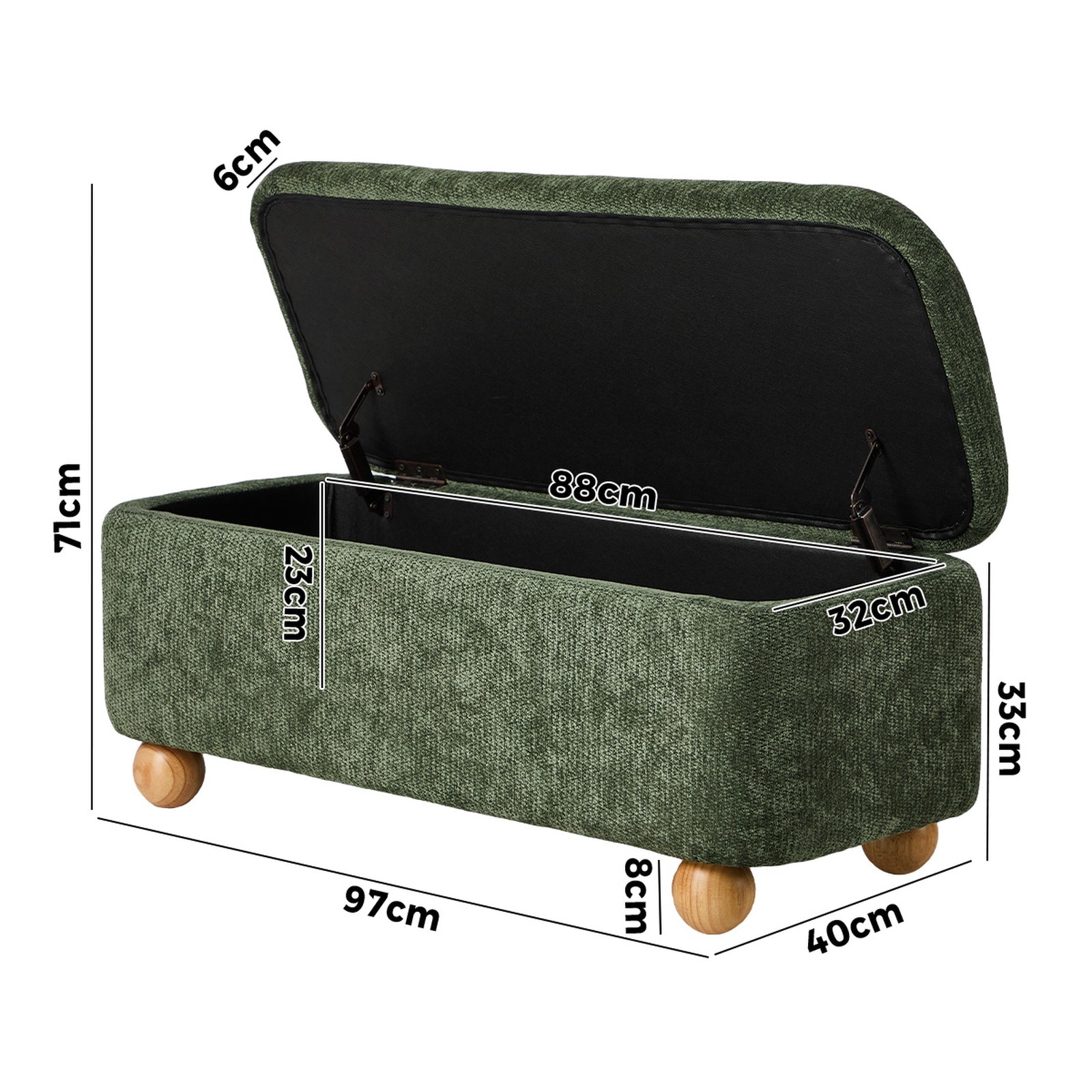 Oikiture Storage Ottoman Blanket Box Couch Bench Chenille Ball Foot Stool - Sunyee