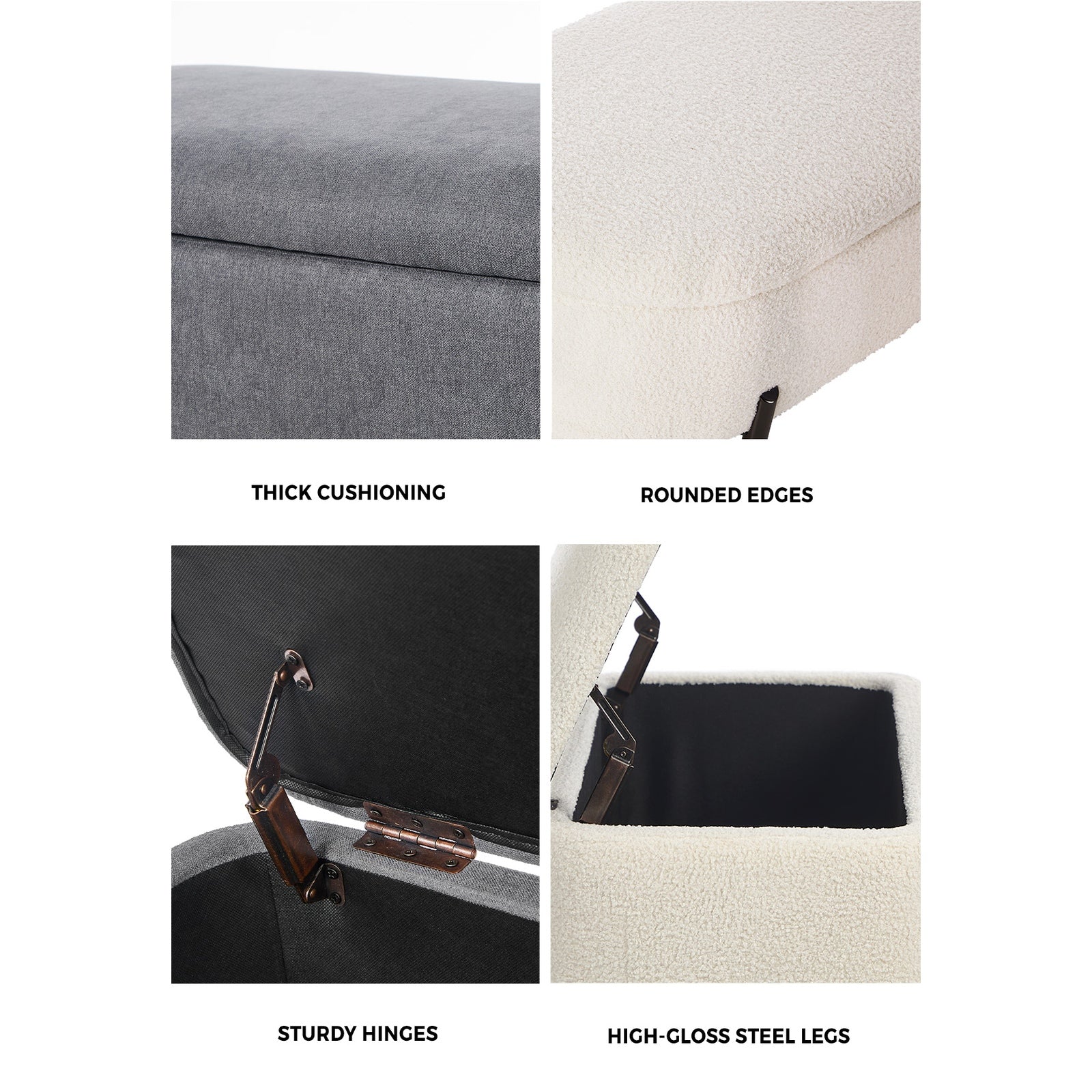 Oikiture Storage Ottoman Ball Foot Stool Couch Bench Blanket Box - Sunyee