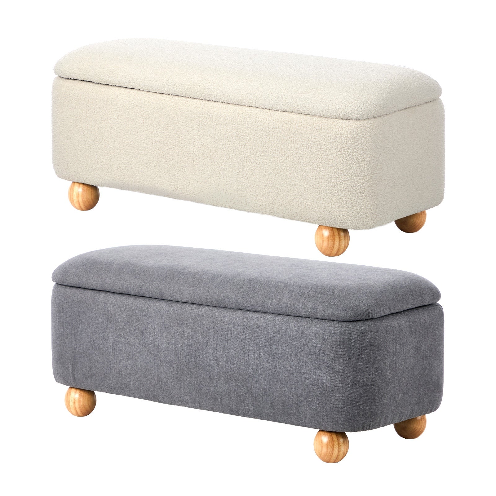 Oikiture Storage Ottoman Ball Foot Stool Couch Bench Blanket Box - Sunyee