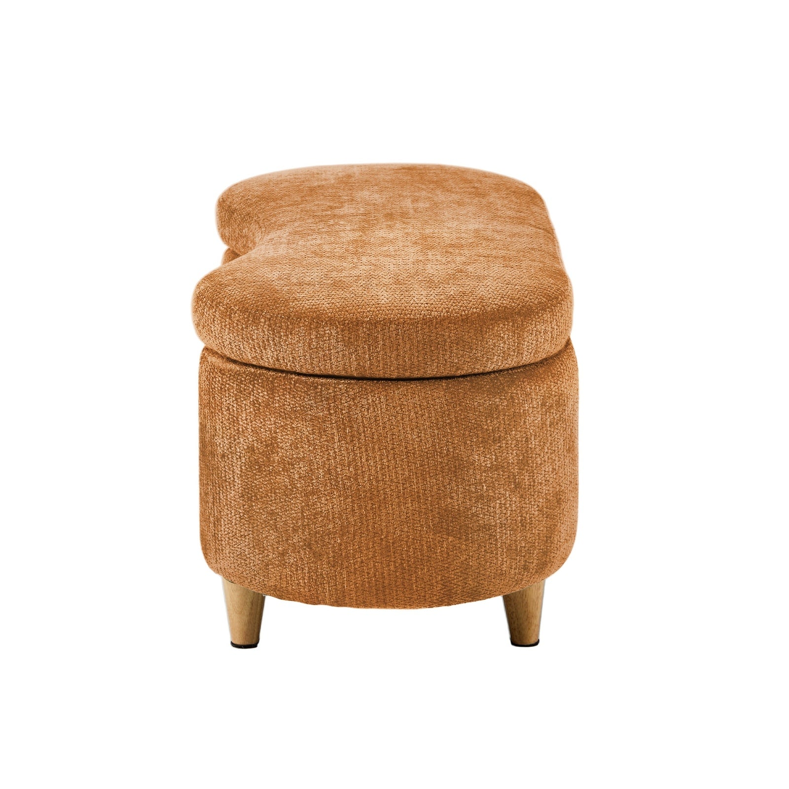 Oikiture Storage Ottoman Cashew Footstool Chenille Chest Bench Blanket Box Orange
