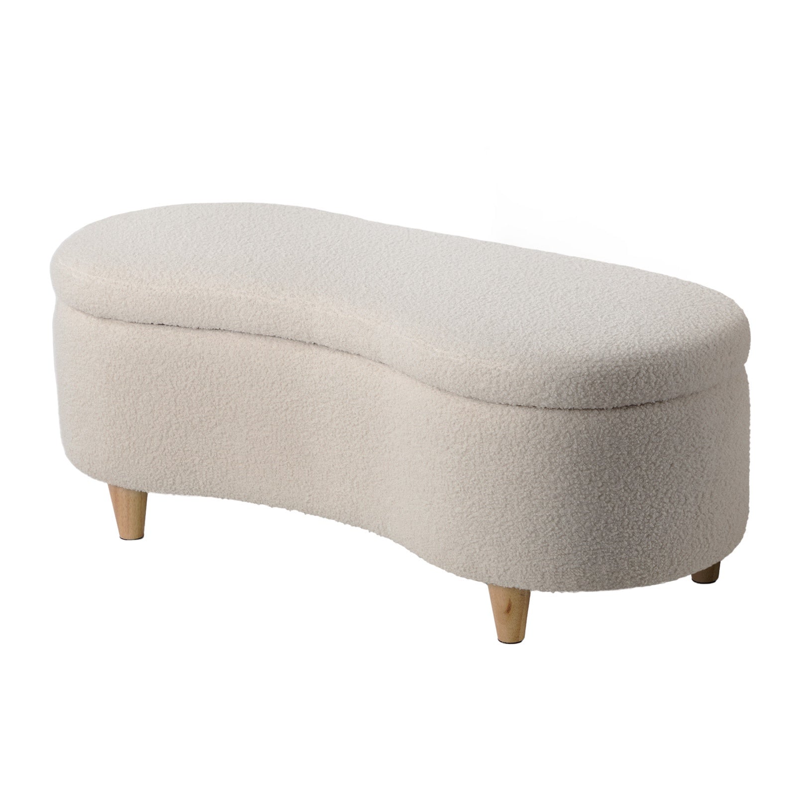 Oikiture Storage Ottoman Cashew Foot Stool Bench Blanket Toy Box Chest Boucle - Sunyee