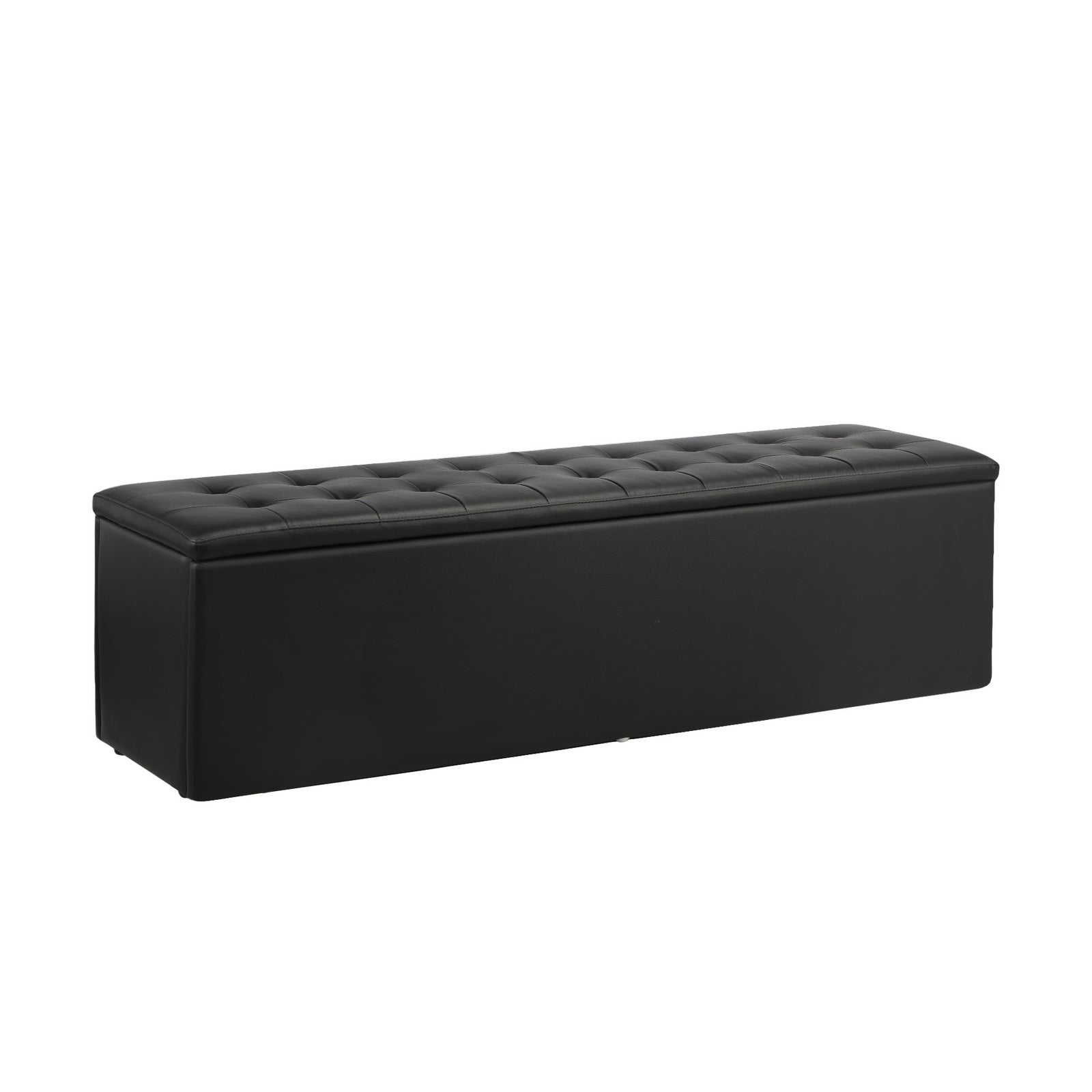 Oikiture Storage Ottoman Blanket Box Foot Stool XL Chest Toy Faux Leather Black - Sunyee