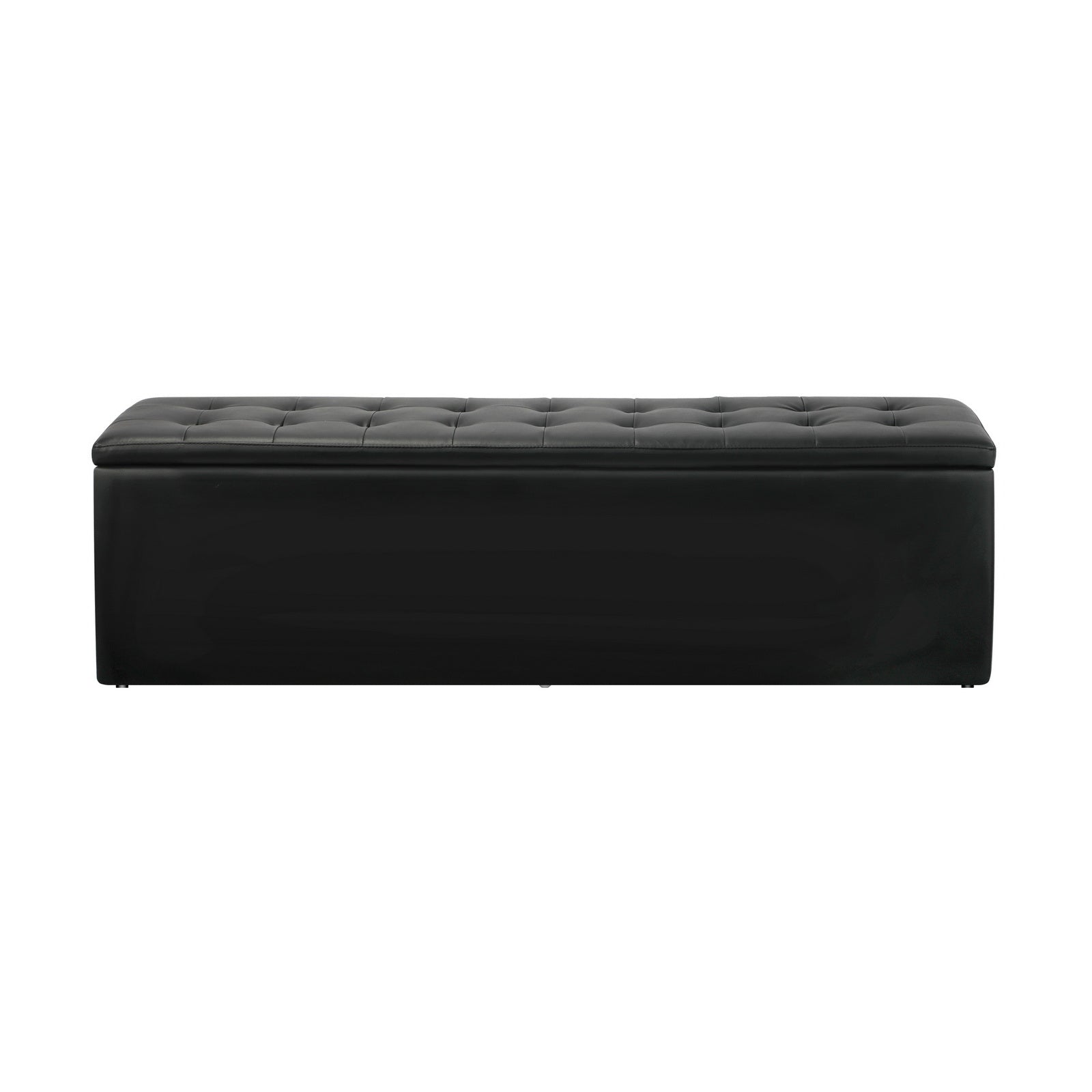 Oikiture Storage Ottoman Blanket Box Foot Stool XL Chest Toy Faux Leather Black - Sunyee