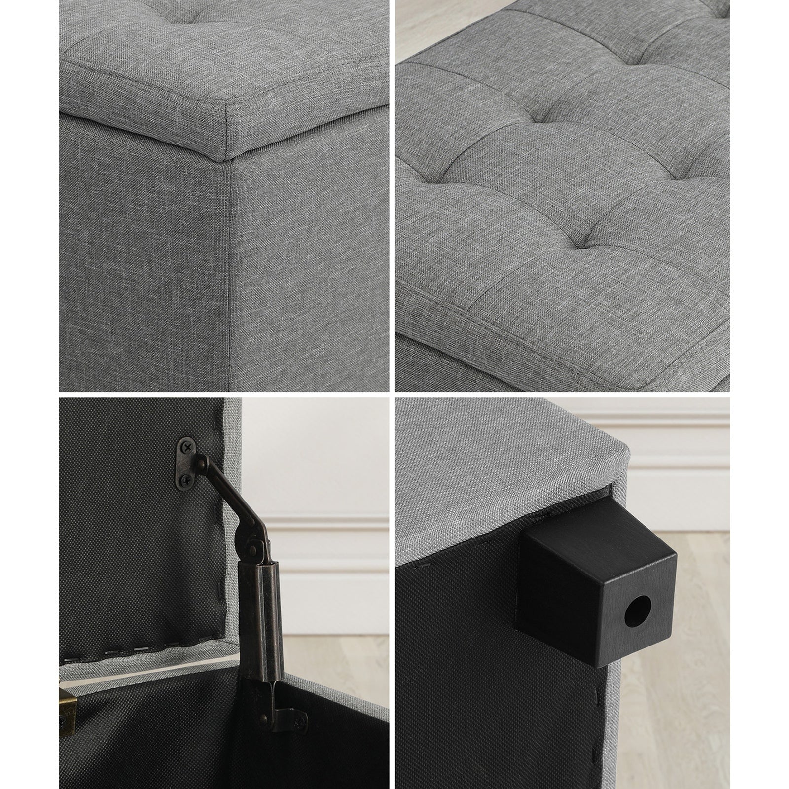 Oikiture Storage Ottoman Blanket Box Foot Stool Bench Chest Toy Footstool Linen - Sunyee