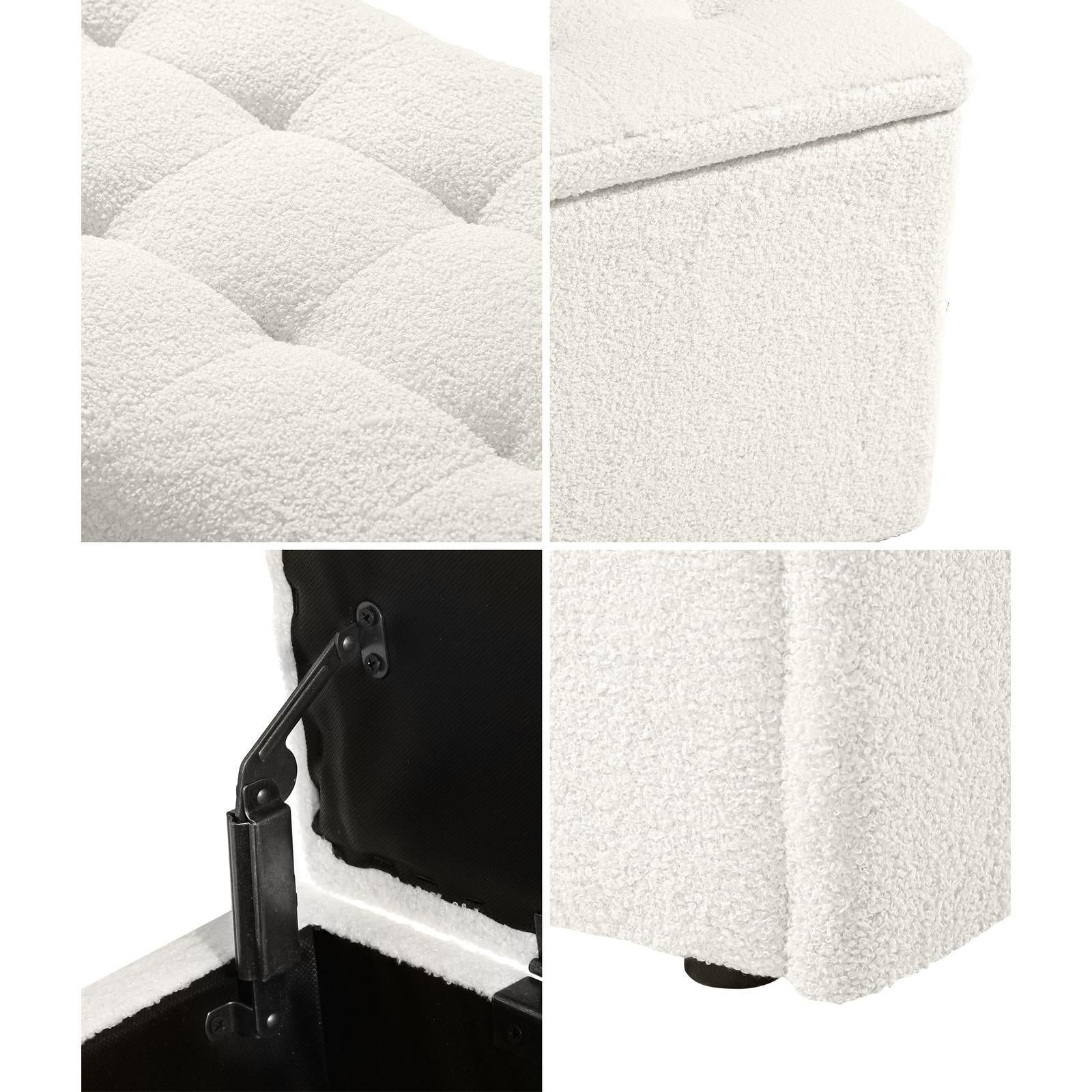Oikiture Storage Ottoman Blanket Box Sherpa Fabric Toy Foot Stool L/XL - Sunyee