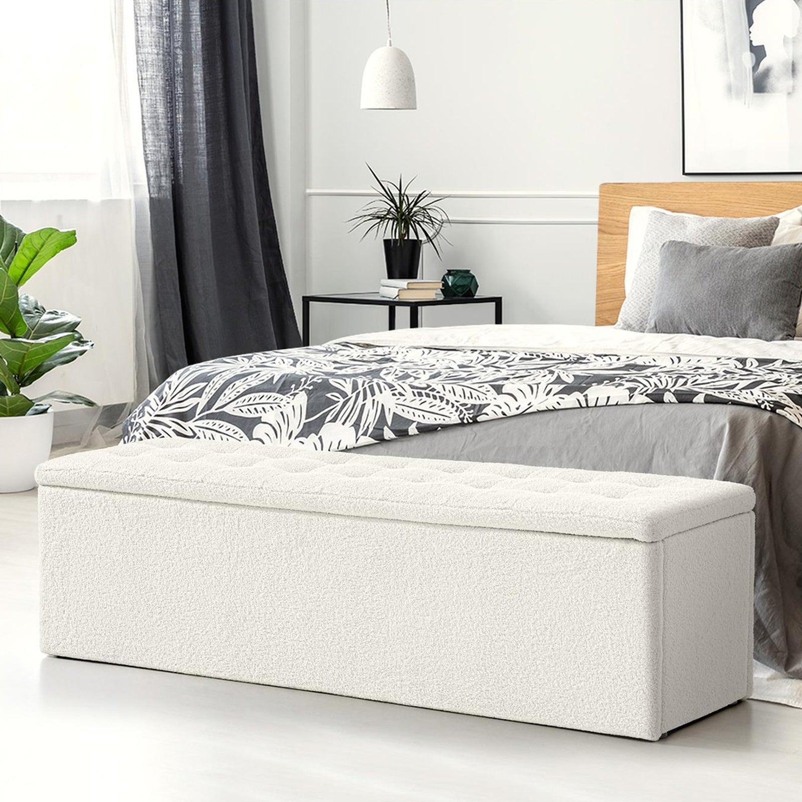 Oikiture 140 cm Storage Ottoman Blanket Box Foot Stool Bench Chest Toy LARGE - Sunyee