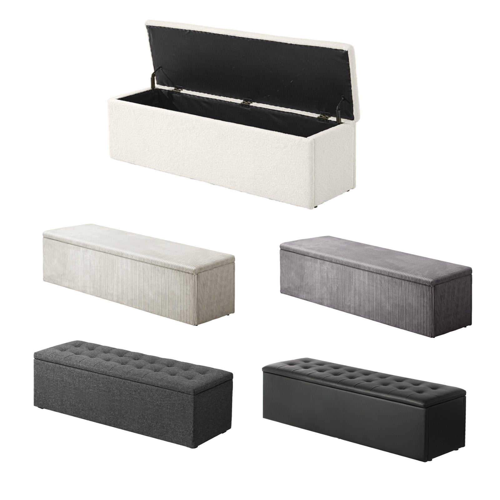 Oikiture 140 cm Storage Ottoman Blanket Box Foot Stool Bench Chest Toy LARGE - Sunyee