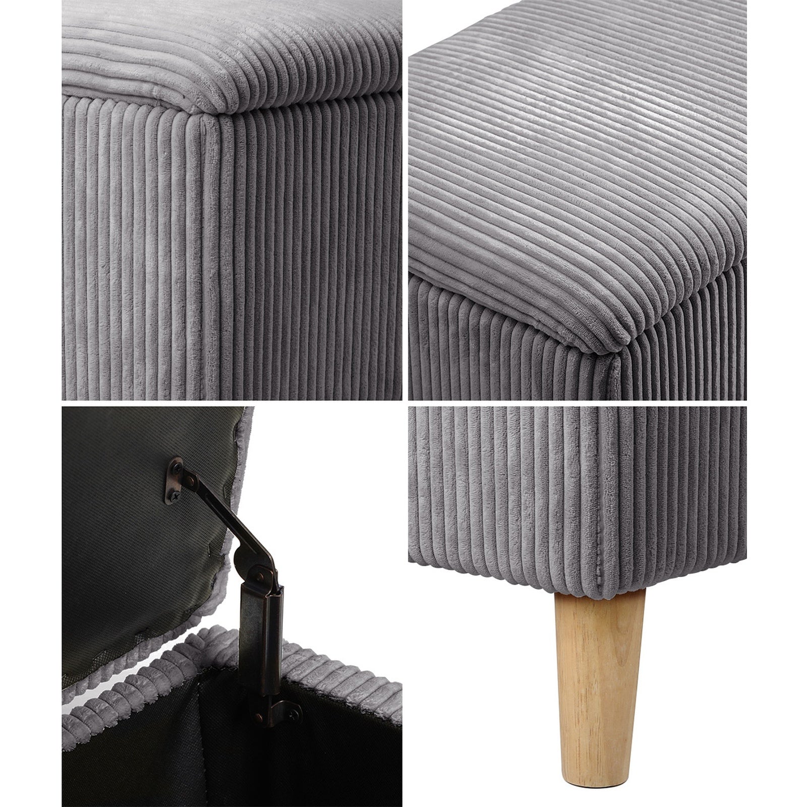 Oikiture Storage Ottoman Bench Blanket Box Chest Toy Foot Stool Boucle Velvet - Sunyee