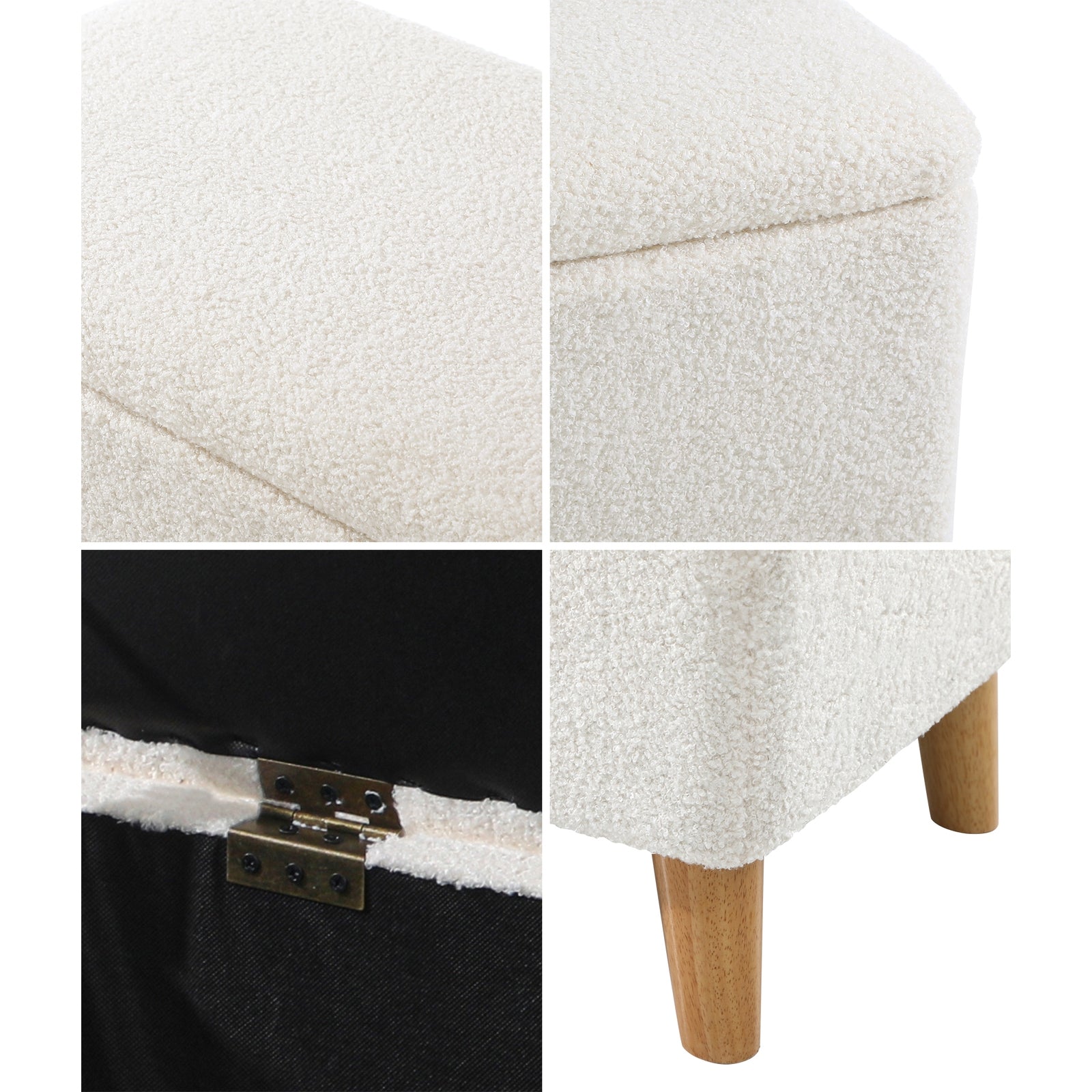 Oikiture Storage Ottoman Blanket Box Sherpa Fabric Toy Foot Stool L/XL - Sunyee