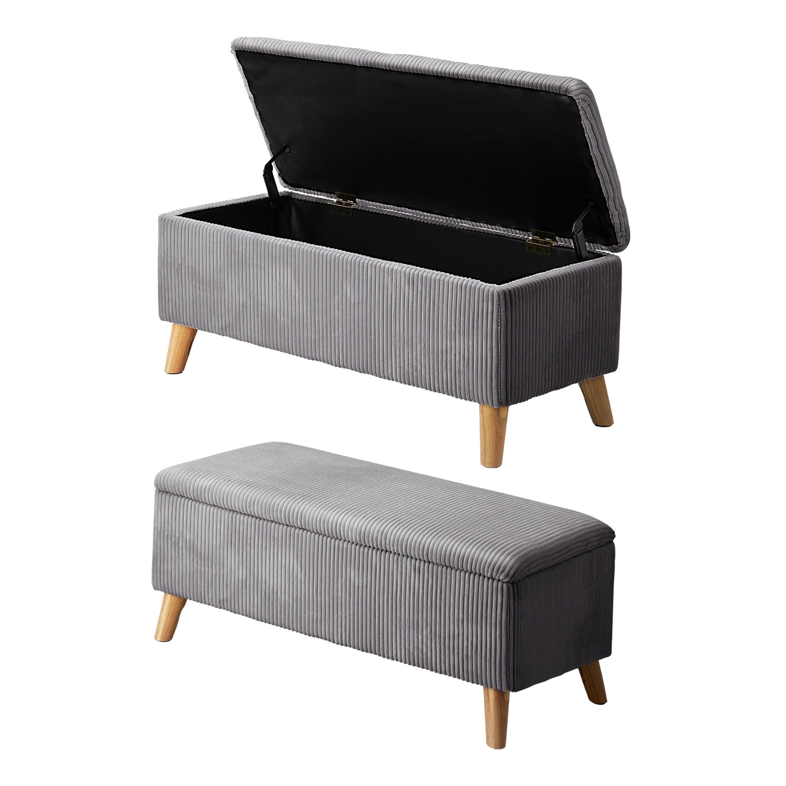 Oikiture Storage Ottoman Bench Blanket Box Chest Toy Foot Stool Boucle Velvet - Sunyee