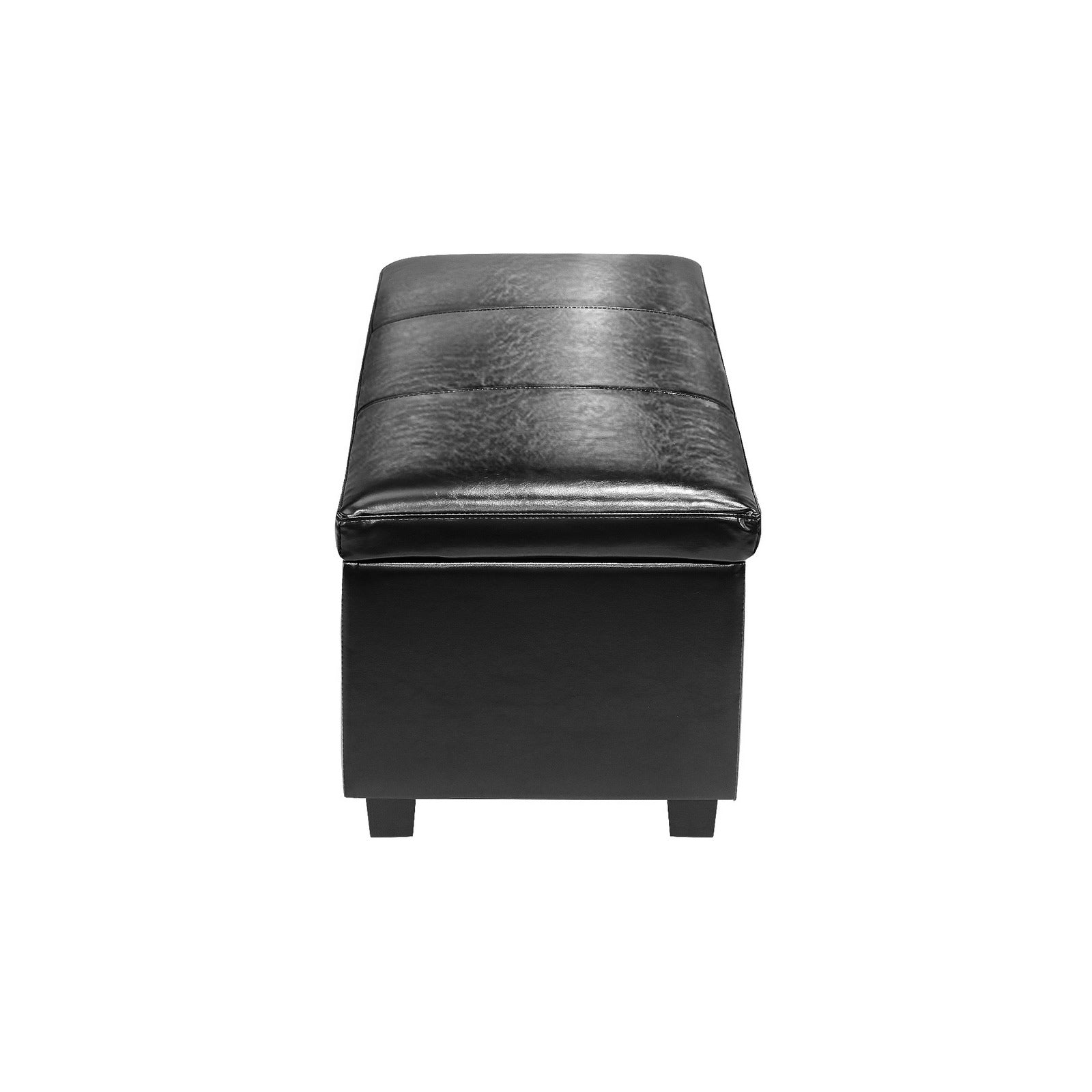 Oikiture Storage Ottoman Blanket Toy Box Faux Leather Linen Arm Stool Chest - Sunyee
