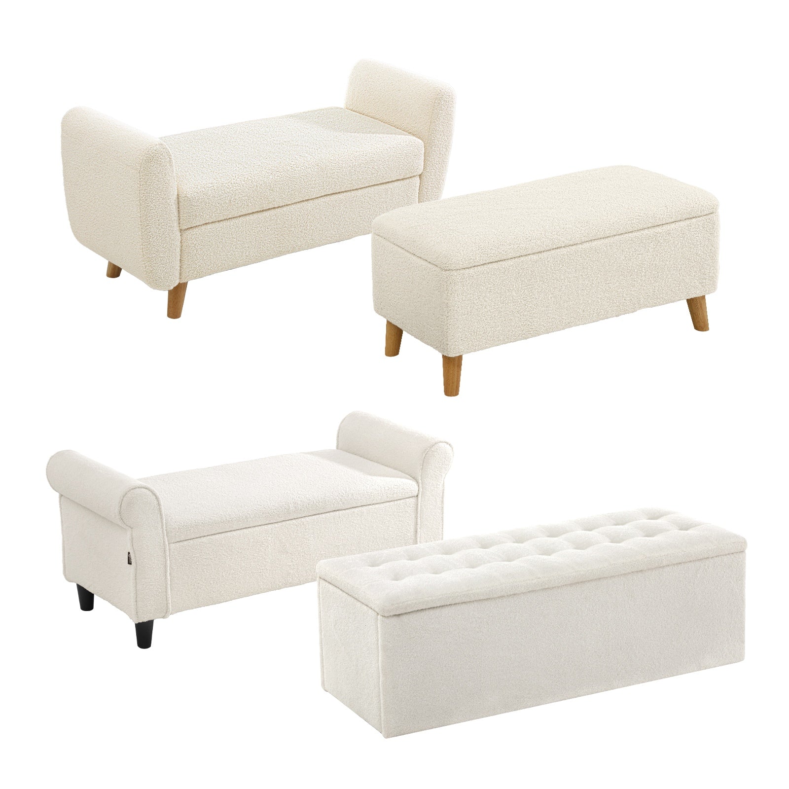 Oikiture Storage Ottoman Blanket Box Sherpa Fabric Toy Foot Stool L/XL - Sunyee